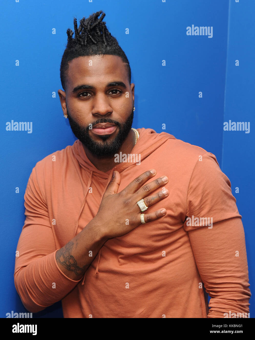 Jason derulo poses for a portrait at radio station y 100 hires stock
