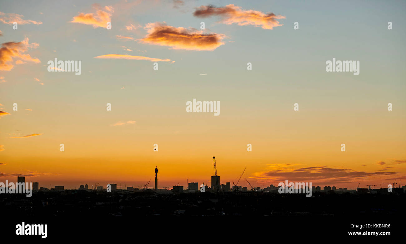 Panoramic view of West London, the Post Office/BT Tower, central. UK Stock Photo