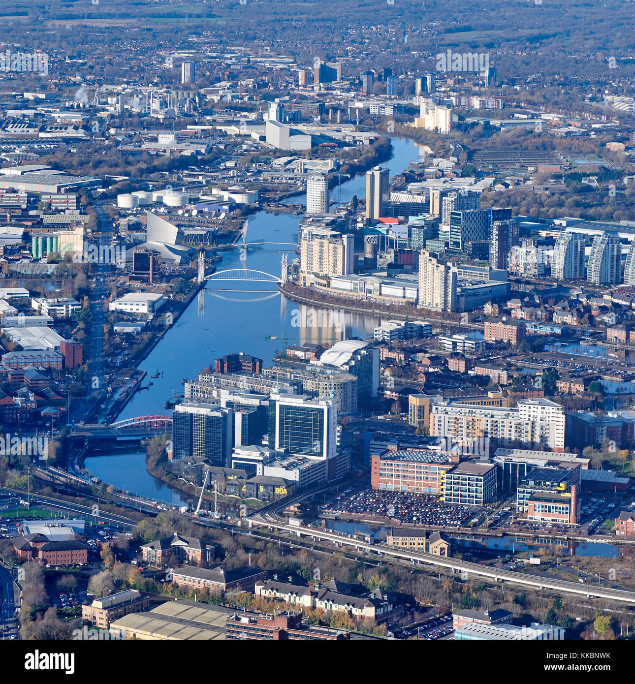 Trafford Park And Salford Quays From The Air North West England Uk Stock Photo Alamy