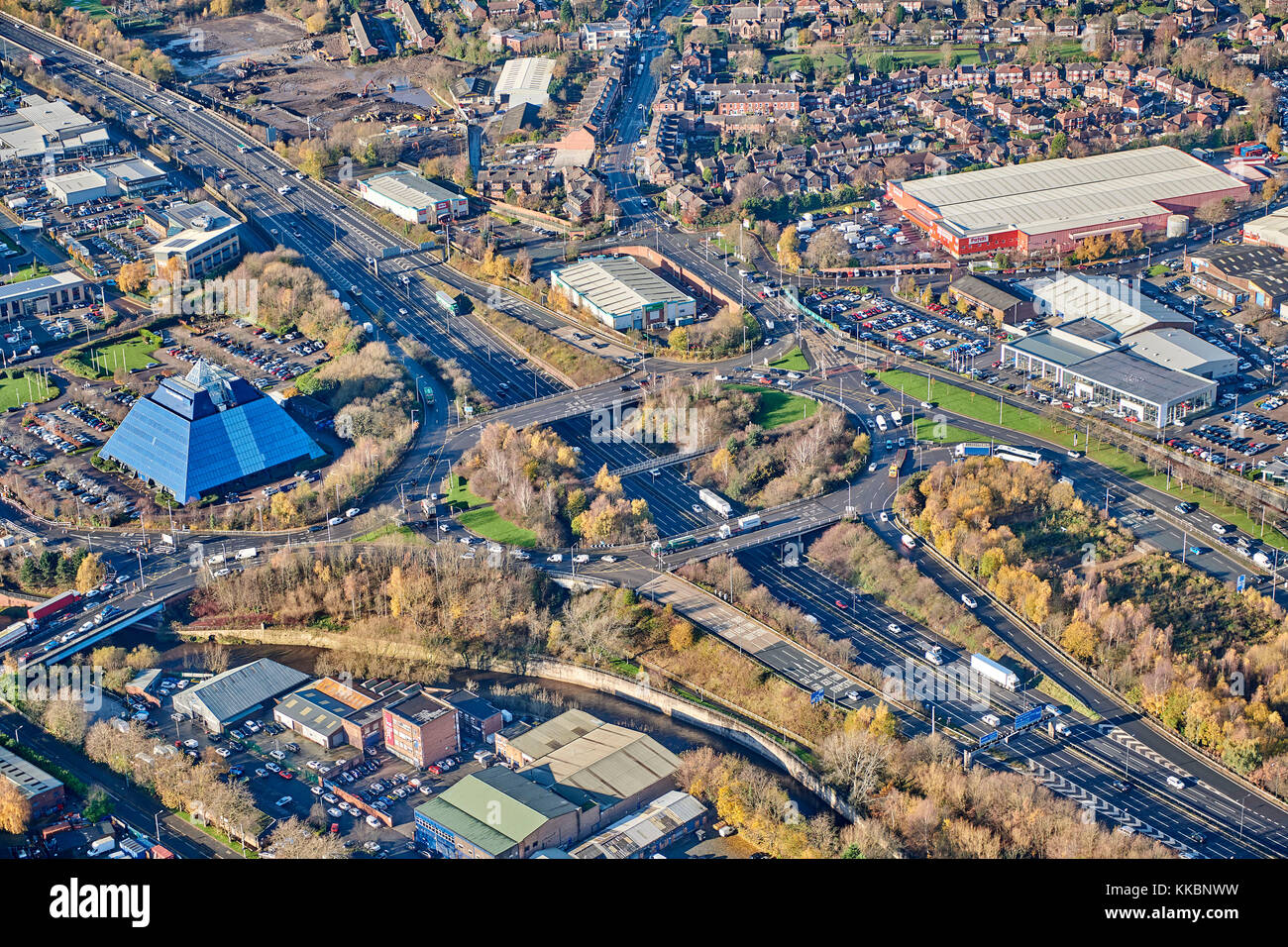 Stockport Pyramid adjacent to the M60 Motorway, Stockport, North West England, UK Stock Photo