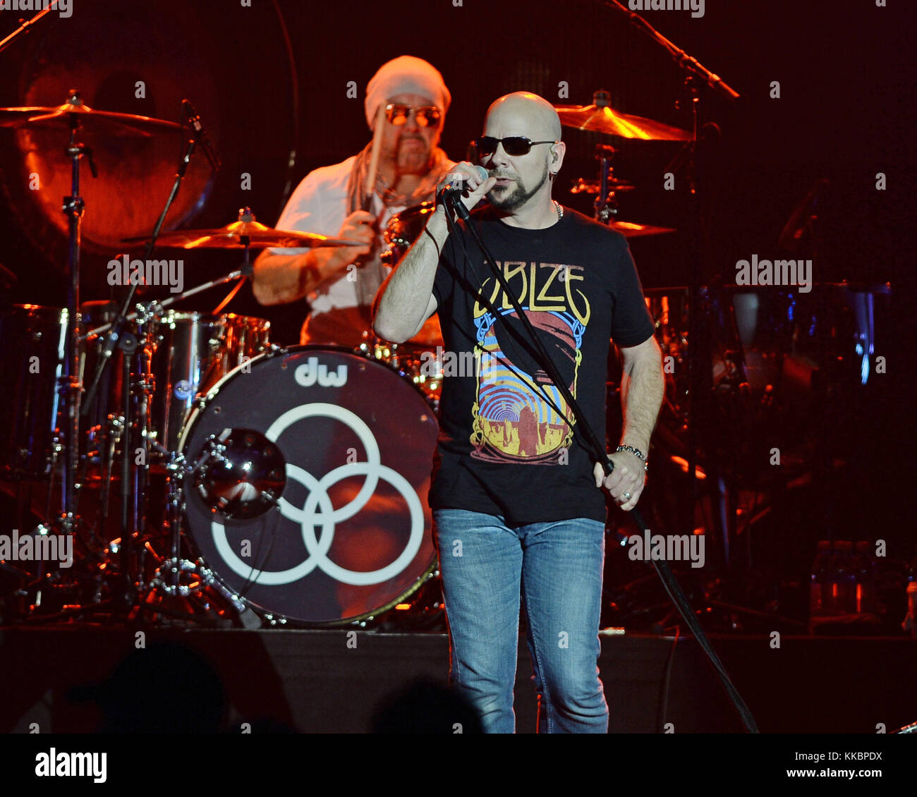 HOLLYWOOD FL - JUNE 08: Jason Bonham, James Dylan of Jason Bonham's Led Zeppelin Experience performs at Hard Rock Live held at the Seminole Hard Rock Hotel & Casino on June 8, 2016 in Hollywood, Florida.   People:  Jason Bonham, James Dylan Stock Photo