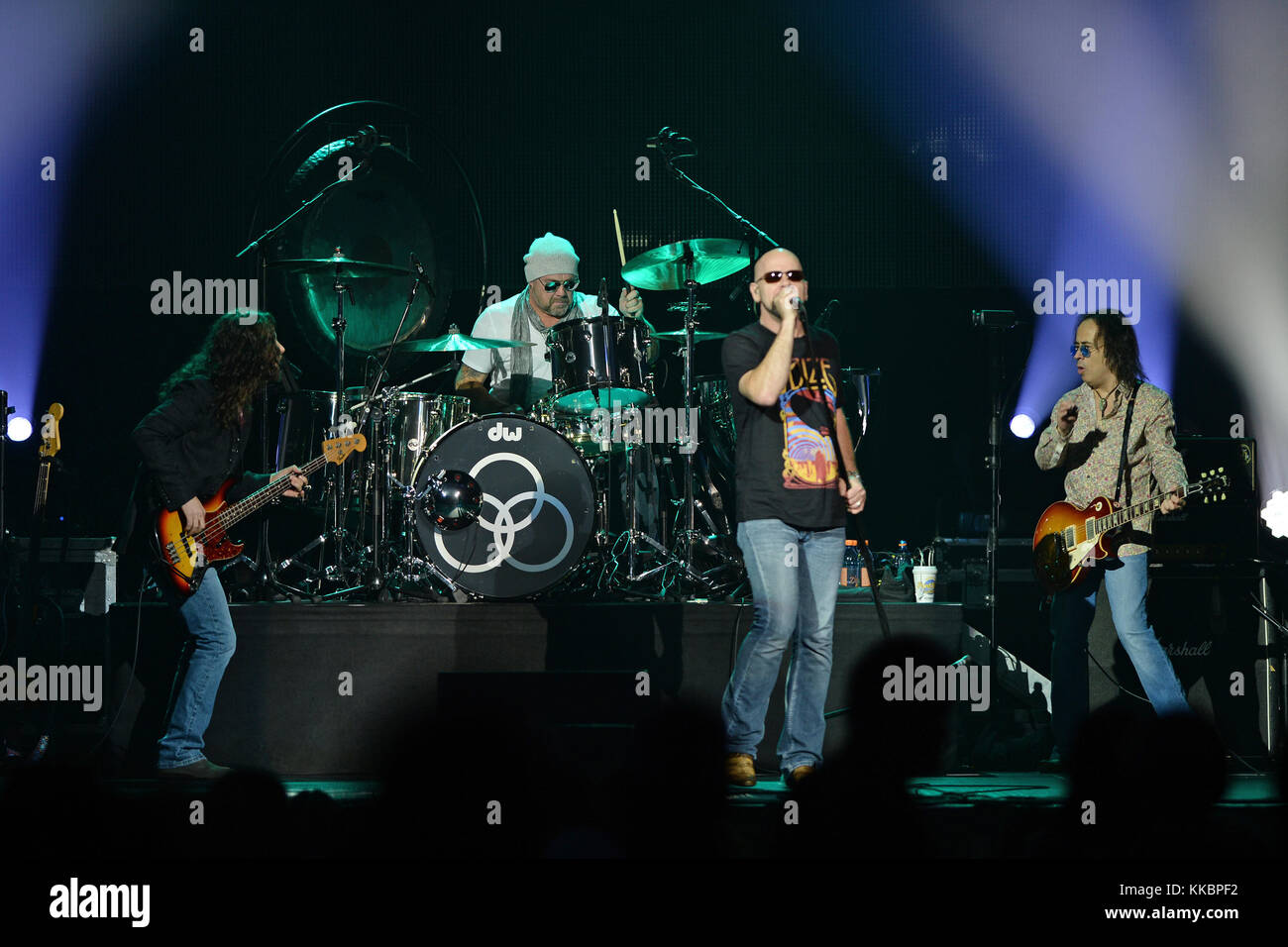 HOLLYWOOD FL - JUNE 08: Michael Devin, Jason Bonham, James Dylan, Tony Catania of Jason Bonham's Led Zeppelin Experience performs at Hard Rock Live held at the Seminole Hard Rock Hotel & Casino on June 8, 2016 in Hollywood, Florida.   People:  Michael Devin, Jason Bonham, James Dylan, Tony Catania Stock Photo