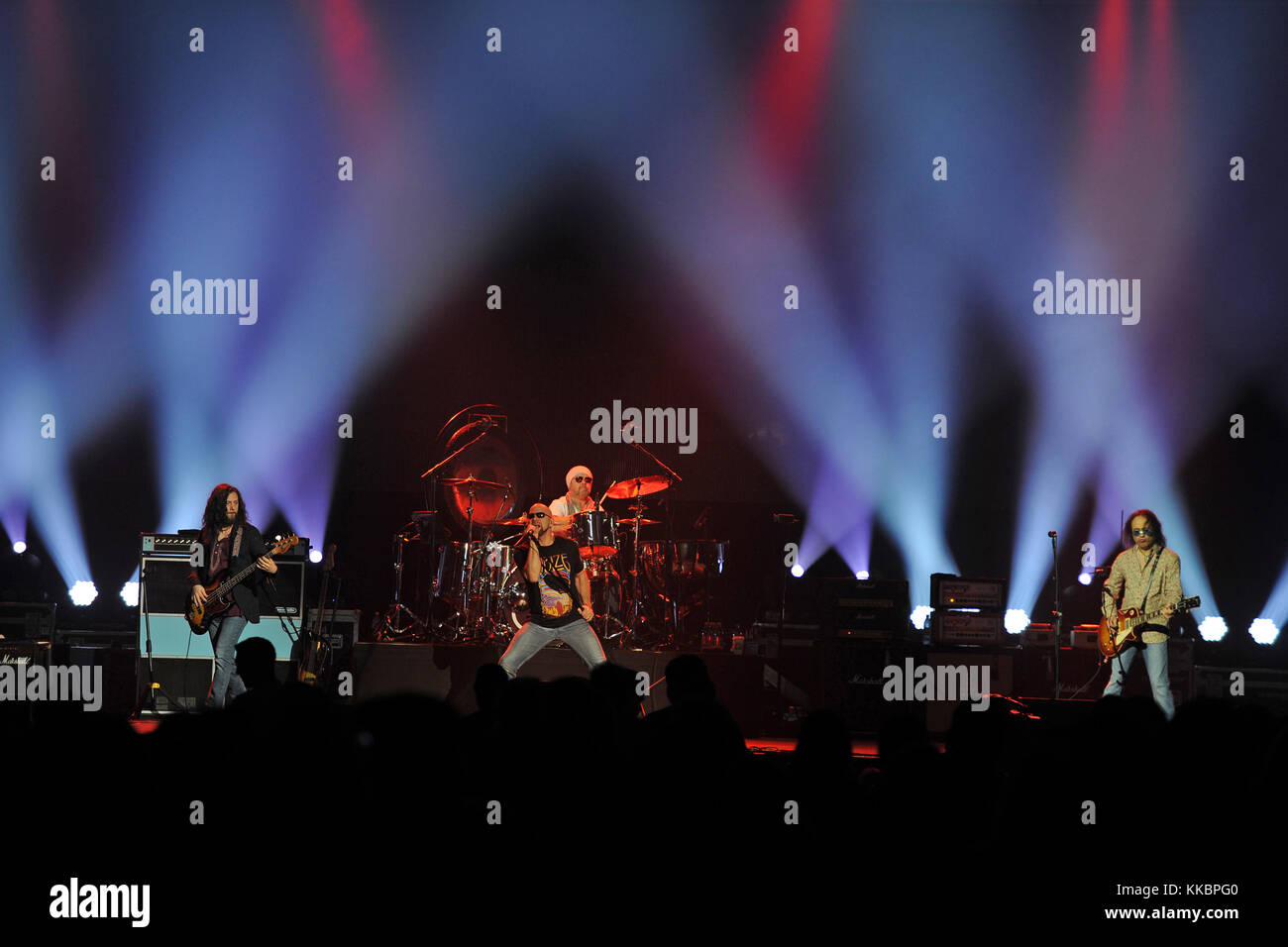 HOLLYWOOD FL - JUNE 08: Michael Devin, Jason Bonham, James Dylan, Tony Catania of Jason Bonham's Led Zeppelin Experience performs at Hard Rock Live held at the Seminole Hard Rock Hotel & Casino on June 8, 2016 in Hollywood, Florida.   People:  Michael Devin, Jason Bonham, James Dylan, Tony Catania Stock Photo