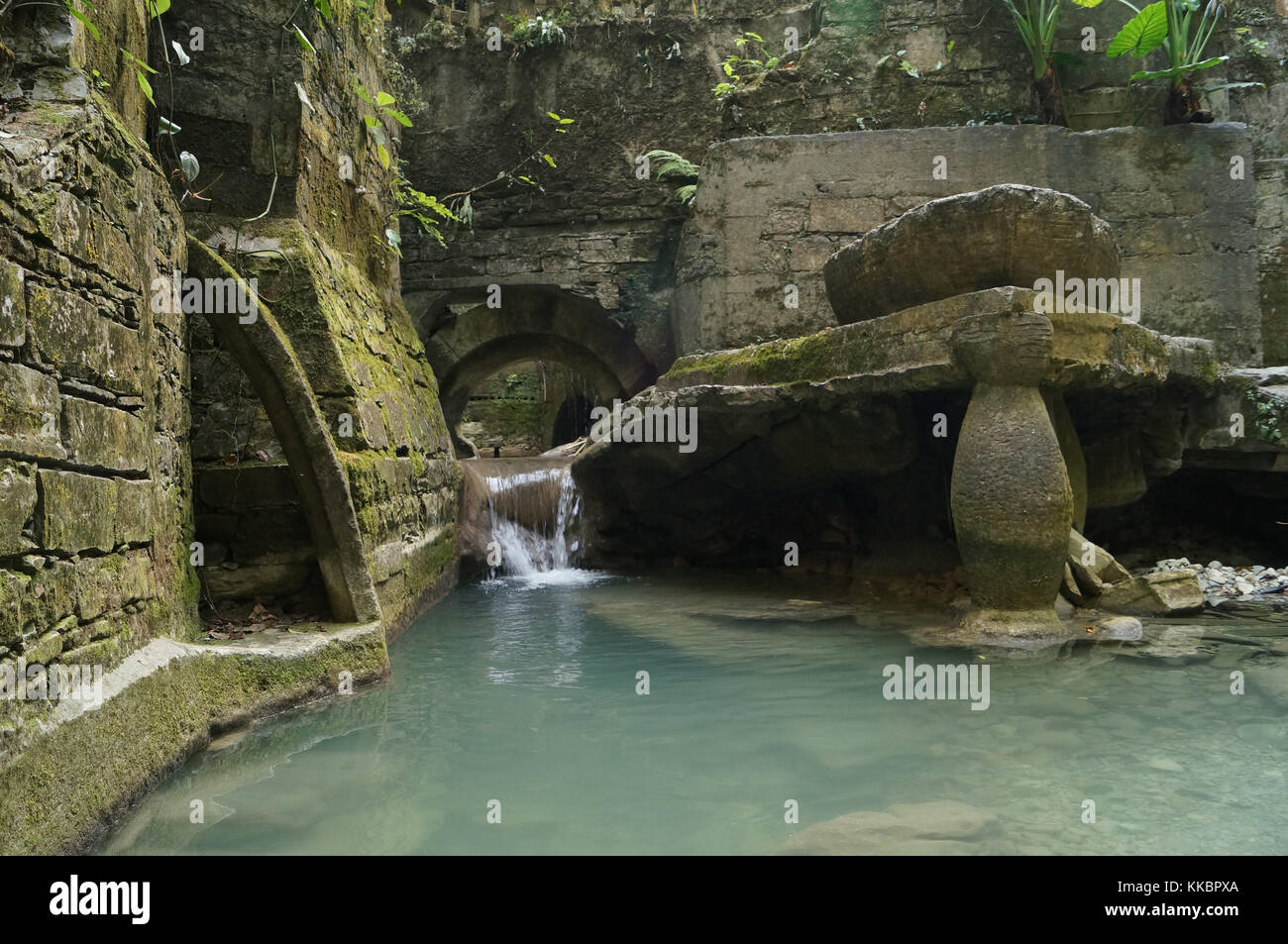Pond and a little cascade in Xilitla México Stock Photo