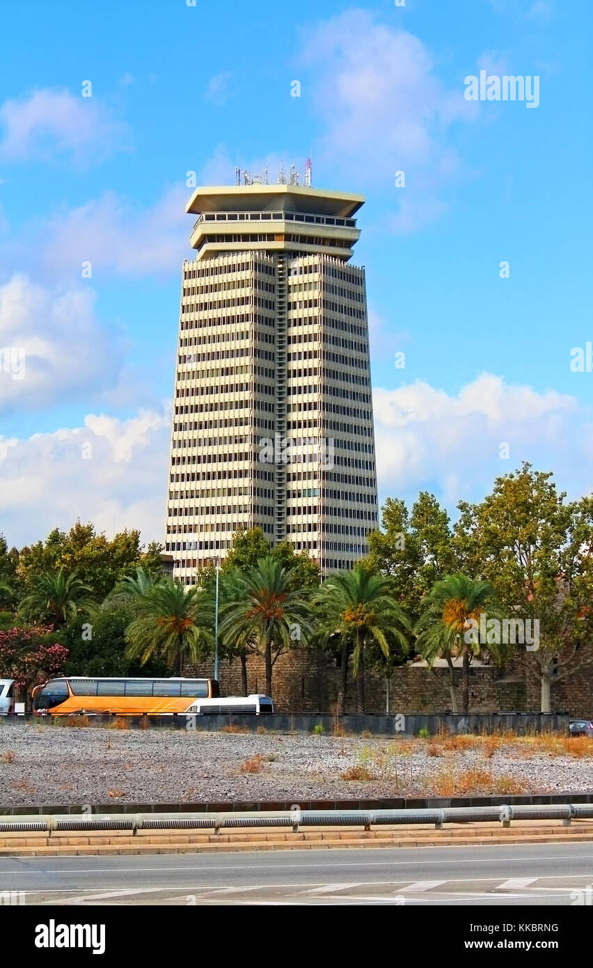 BARCELONA, SPAIN - OCTOBER 08: The Edificio Colon on October 08, 2013 in Barcelona, Spain. Designed in 1970 by architects Anglada and Gelabert Stock Photo