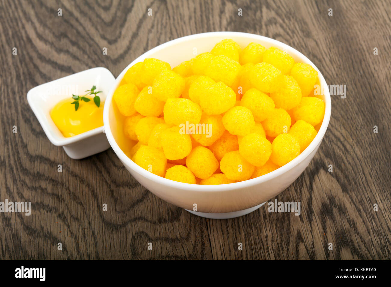 Cheese corn balls with sauce Stock Photo Alamy