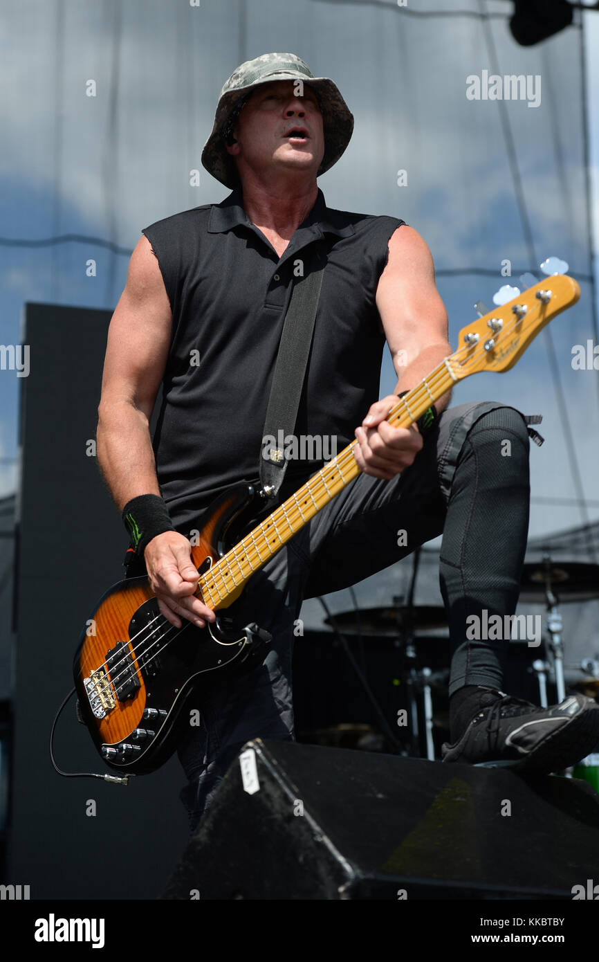 FORT MYERS, FL - APRIL 30: Vince Hornsby of Sevendust performs during