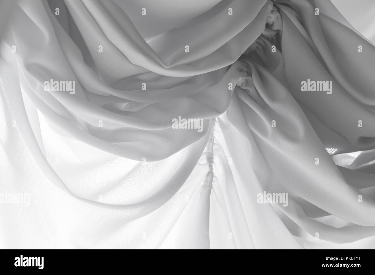 Background texture of white, airy stripes of chiffon fabric, tulle. Neutral  colors. Stock Photo by Jpavaliuk