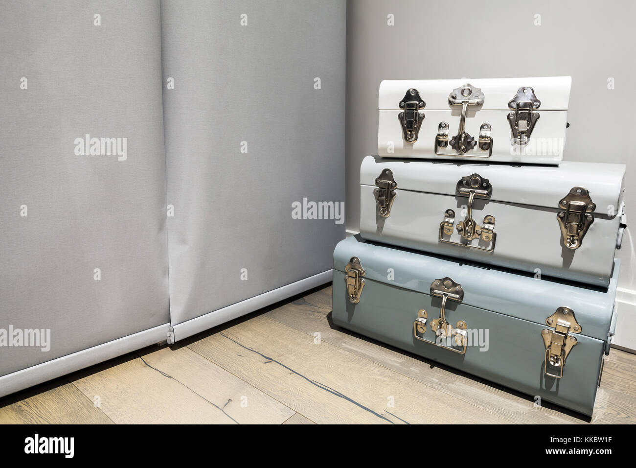 Decorative Boxes With Retro Locks As An Interior Decoration Stand