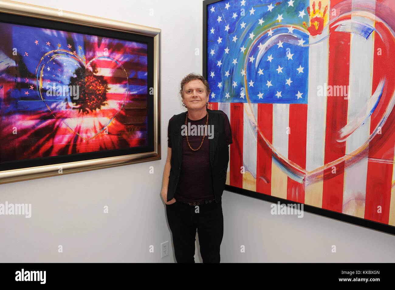 FORT LAUDERDALE, FL - JANUARY 16: Rick Allen of Def Leppard showcases his artwork at Wentworth Gallery on January 16, 2016 in Fort Lauderdale, Florida  People:  Rick Allen Stock Photo