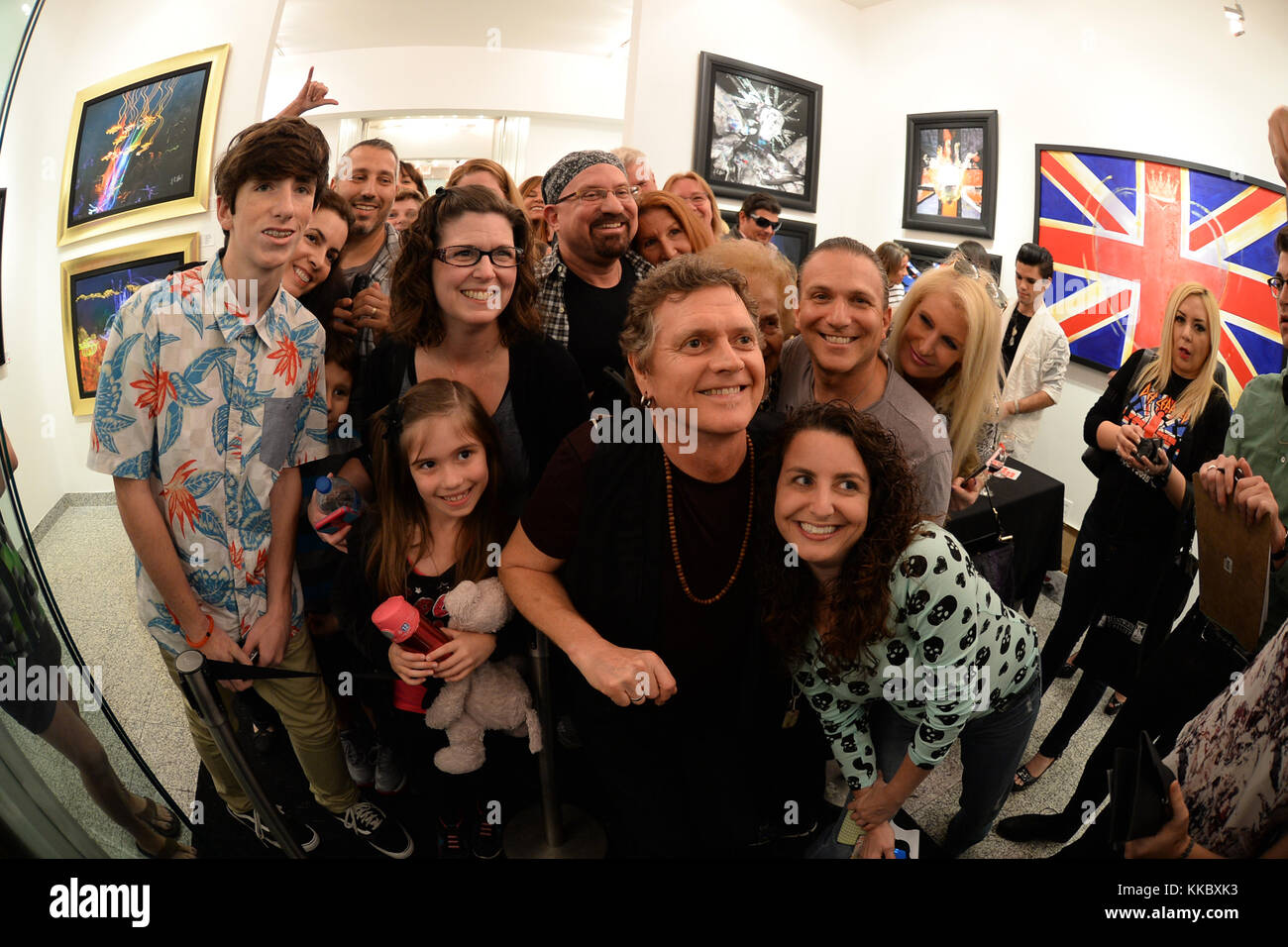 FORT LAUDERDALE, FL - JANUARY 16: Rick Allen of Def Leppard showcases his artwork at Wentworth Gallery on January 16, 2016 in Fort Lauderdale, Florida  People:  Rick Allen Stock Photo