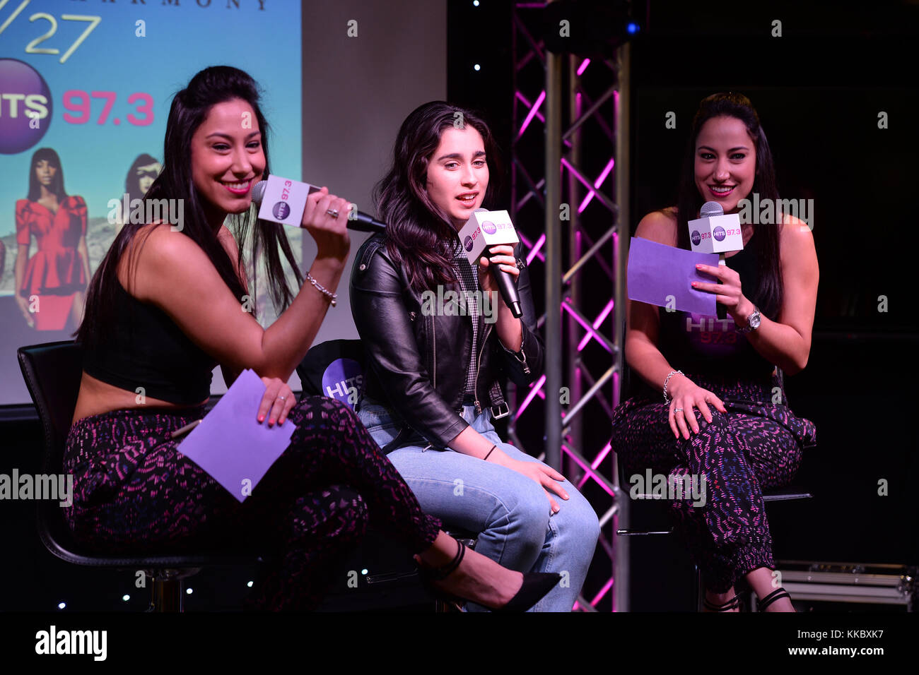 HOLLYWOOD, FL - MARCH 01: Lauren Jauregui of Fifth Harmony visits radio  station 97.3 The Hits on March 1, 2016 in Hollywood, Florida. People: DJ  Lulu, Lauren Jauregui, DJ Lala Stock Photo - Alamy