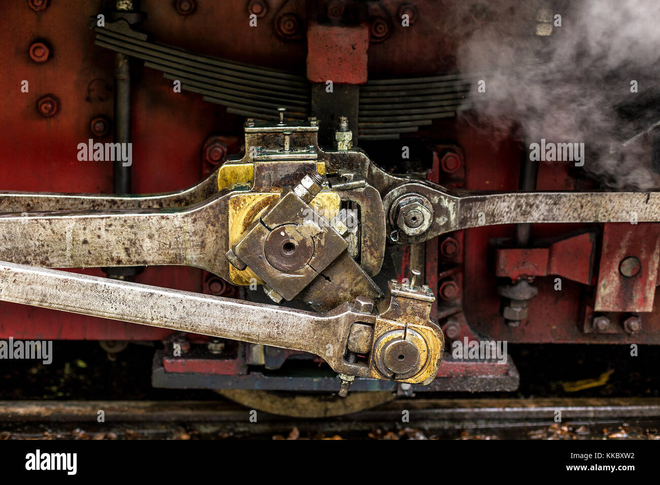 Focus detail Wheel Mechanism of the train old Steam Stock Photo Alamy