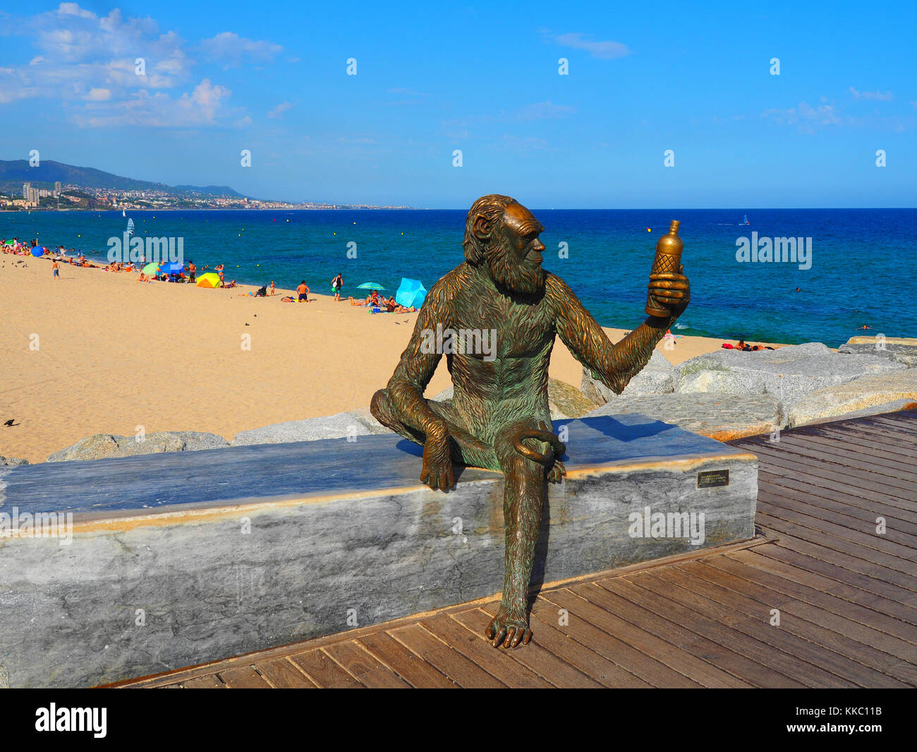Monkey Sculpture in Badalona, Spain Stock Photo