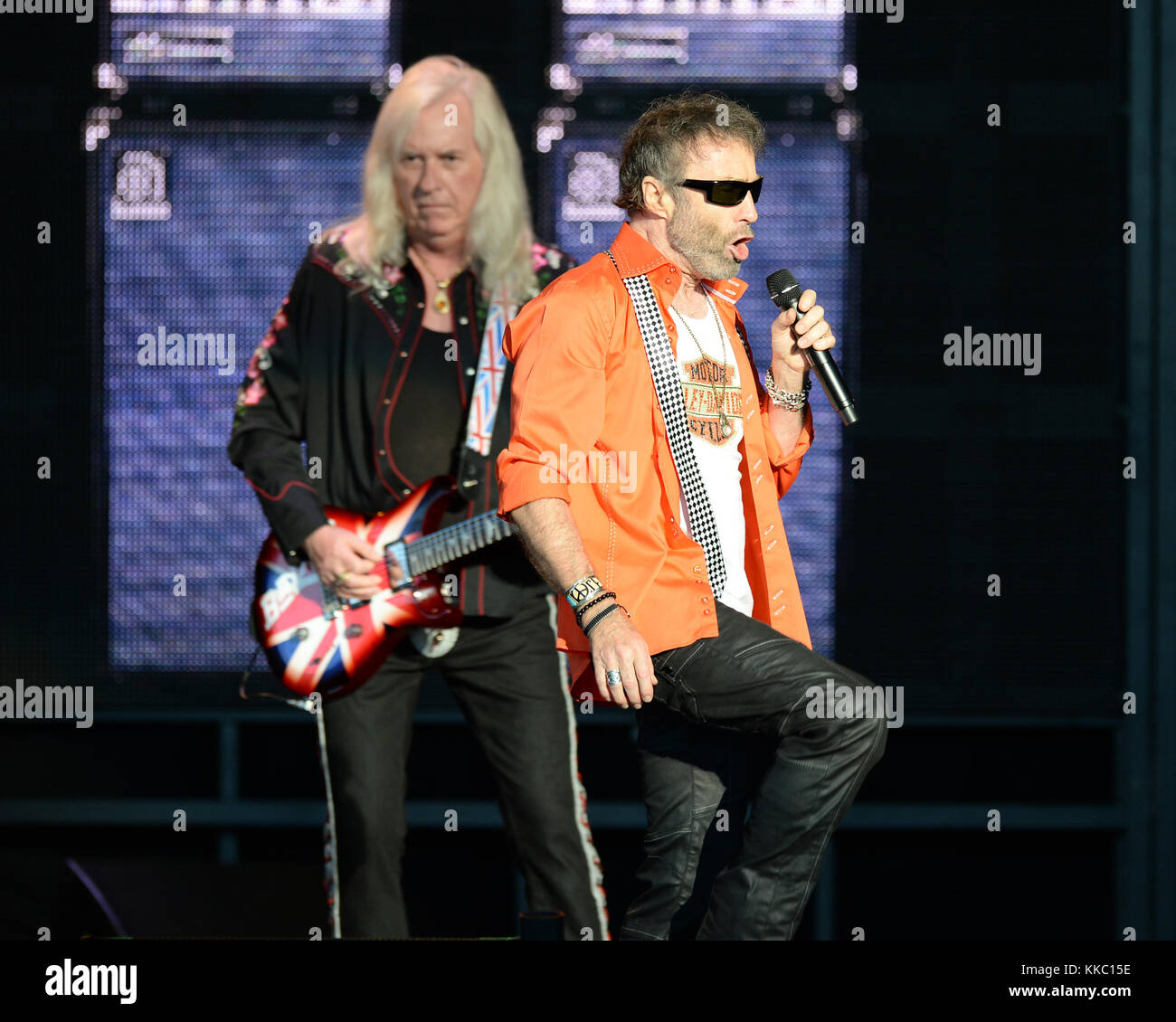 WEST PALM BEACH, FL - MAY 29: Paul Rodgers, Howard Leese of Bad Company performs at The Perfect Vodka Amphitheater on May 29, 2016 in West Palm Beach Florida   People:  Paul Rodgers, Howard Leese Stock Photo