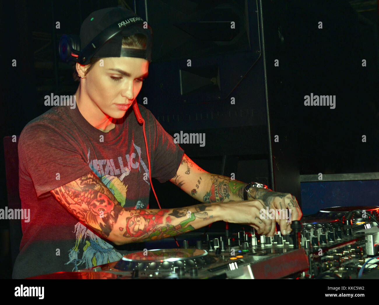MIAMI BEACH, FL - JANUARY 09: Ruby Rose DJ's at the grand opening of ...