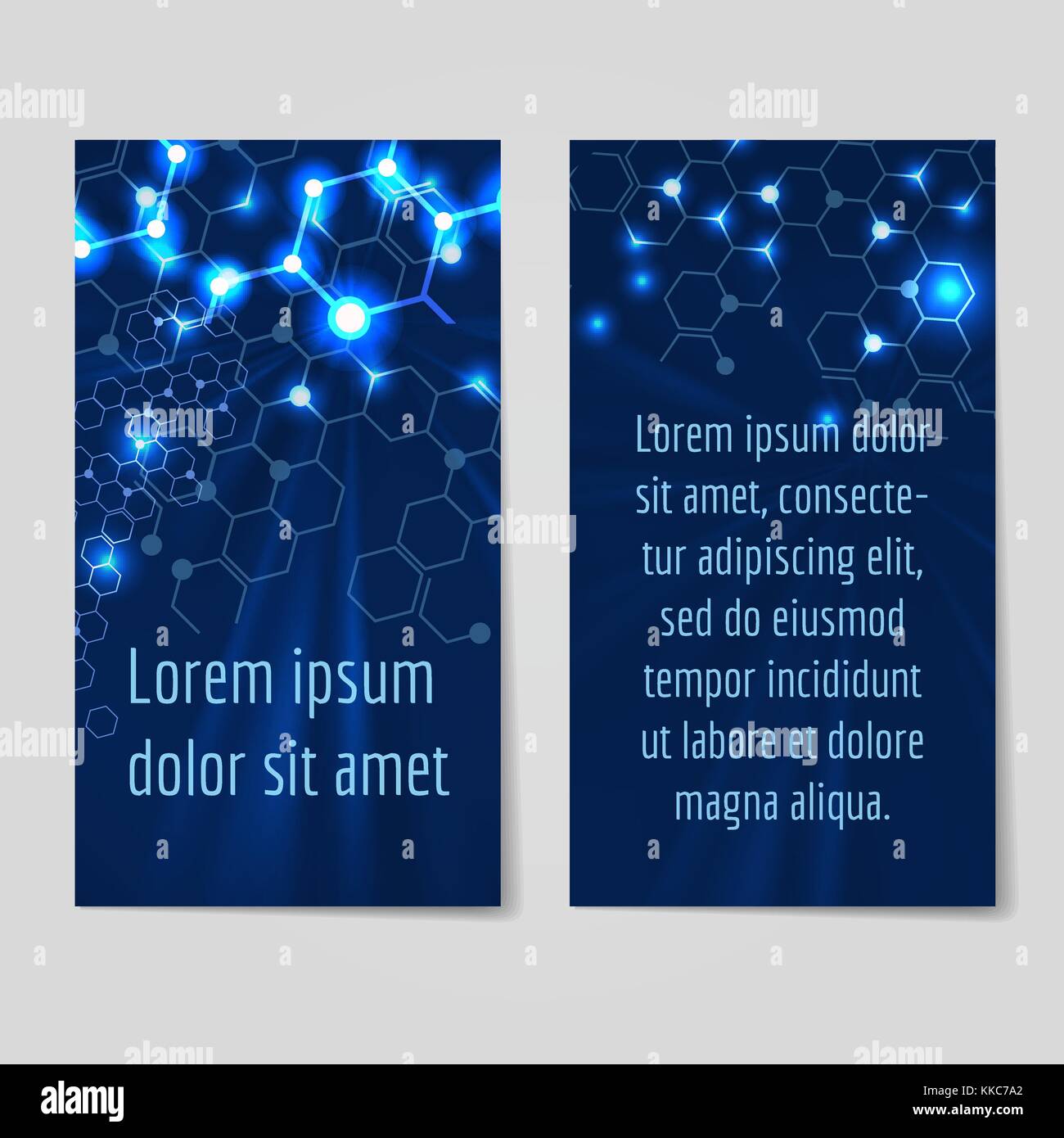 Flyers with blue abstract glowing structure Stock Vector