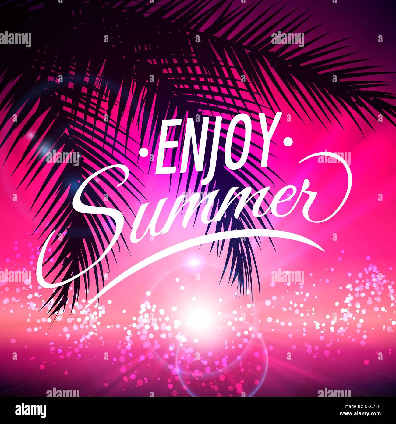 Summer backround with palm leaves Stock Vector