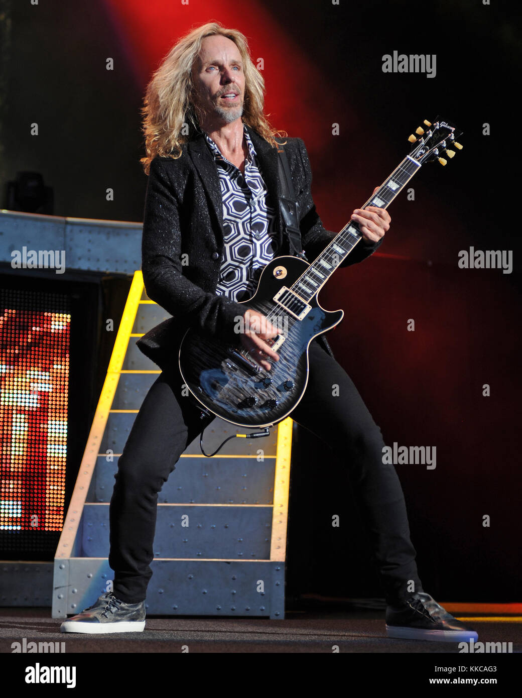WEST PALM BEACH, FL - JUNE 25: Tommy Shaw of Styx performs at The Coral Sky Amphitheater on June 25, 2015 in West Palm Beach Florida  People:  Tommy Shaw Stock Photo