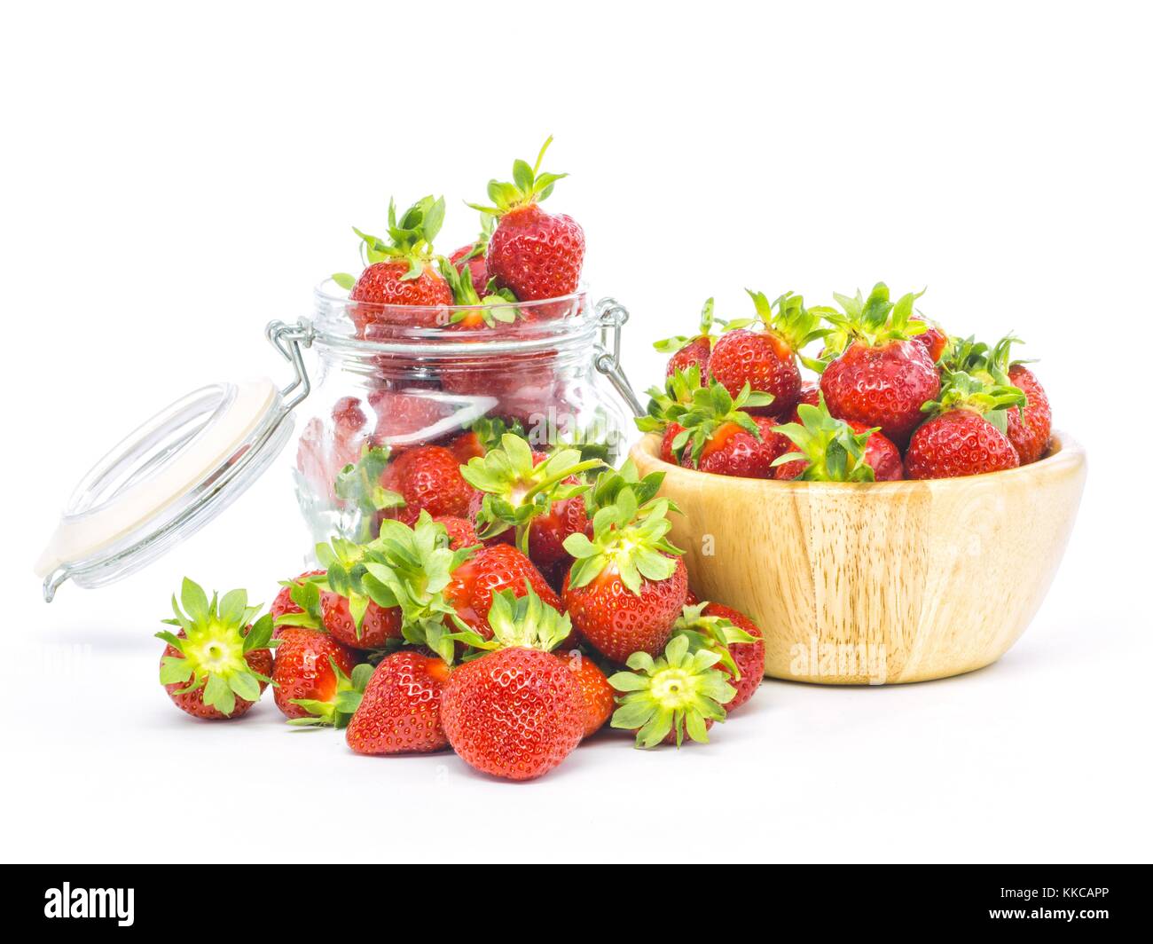 fresh whole strawberries in wooden bowl Stock Photo - Alamy