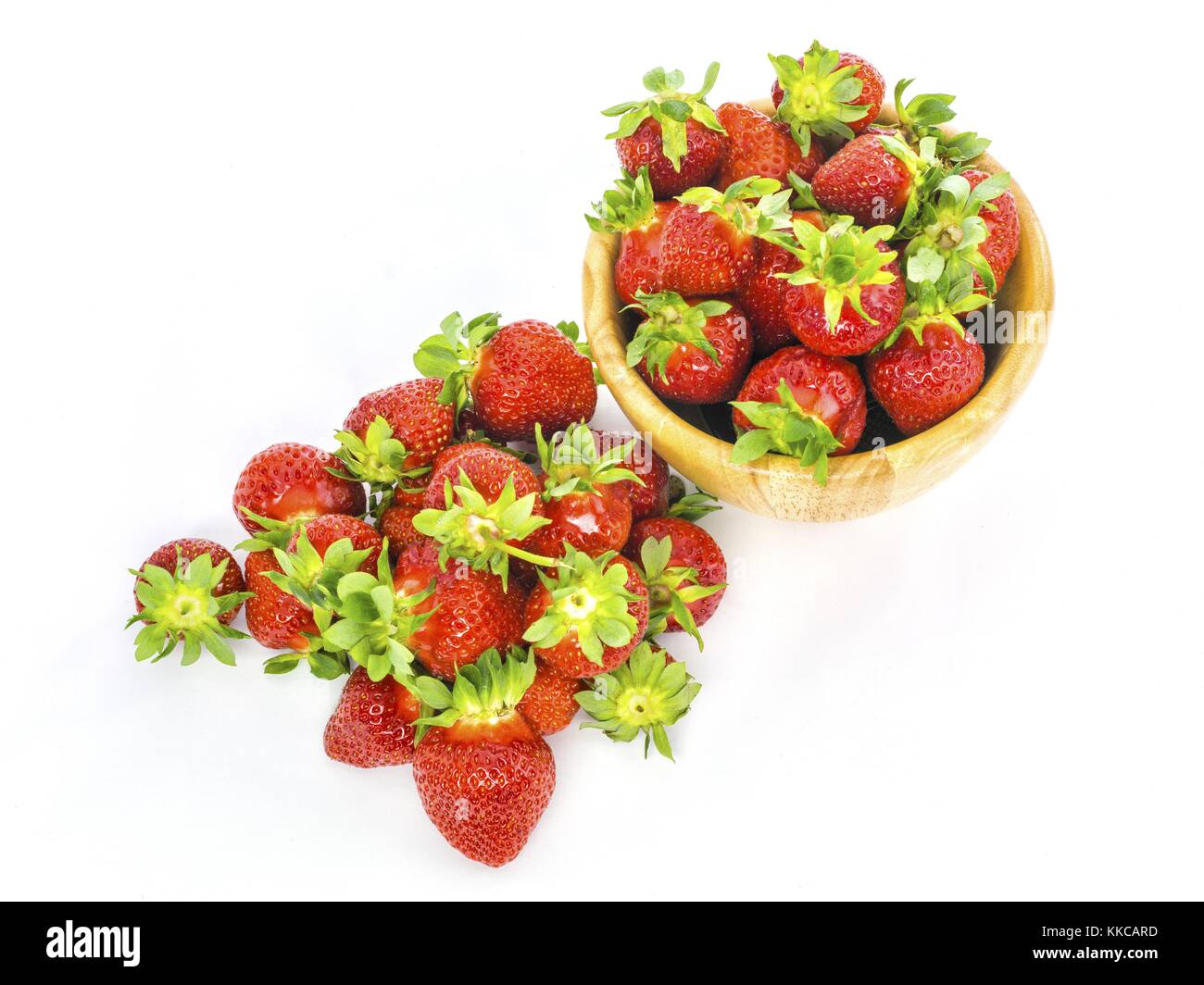 fresh whole strawberries in wooden bowl Stock Photo - Alamy