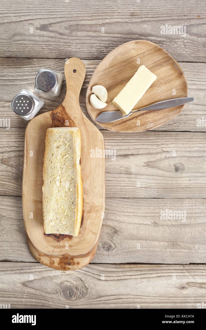 garlic bread preparation Stock Photo Alamy