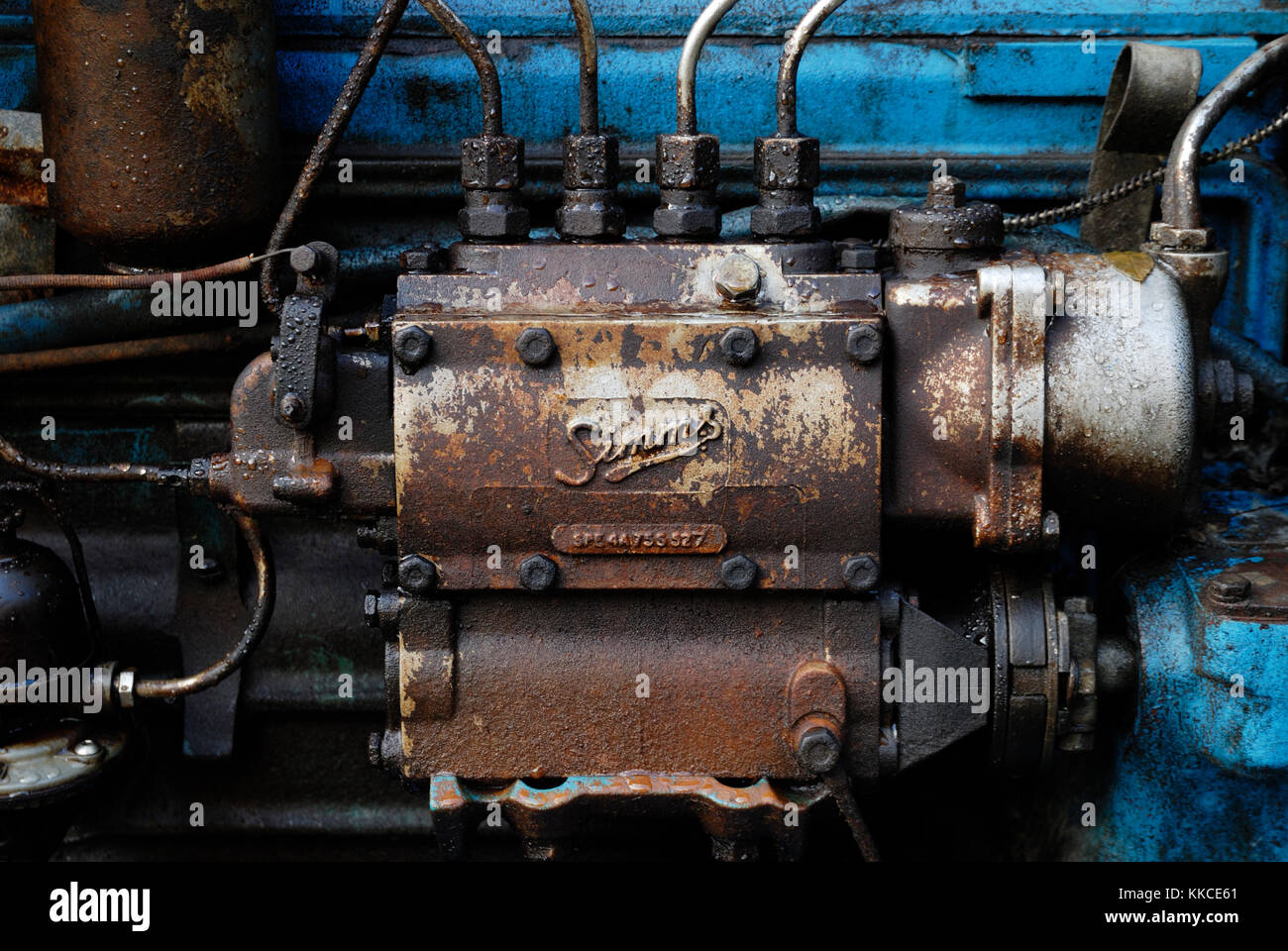 Simms fuel pump, part of the fuel system for the Fordson Major vintage tractor Stock Photo