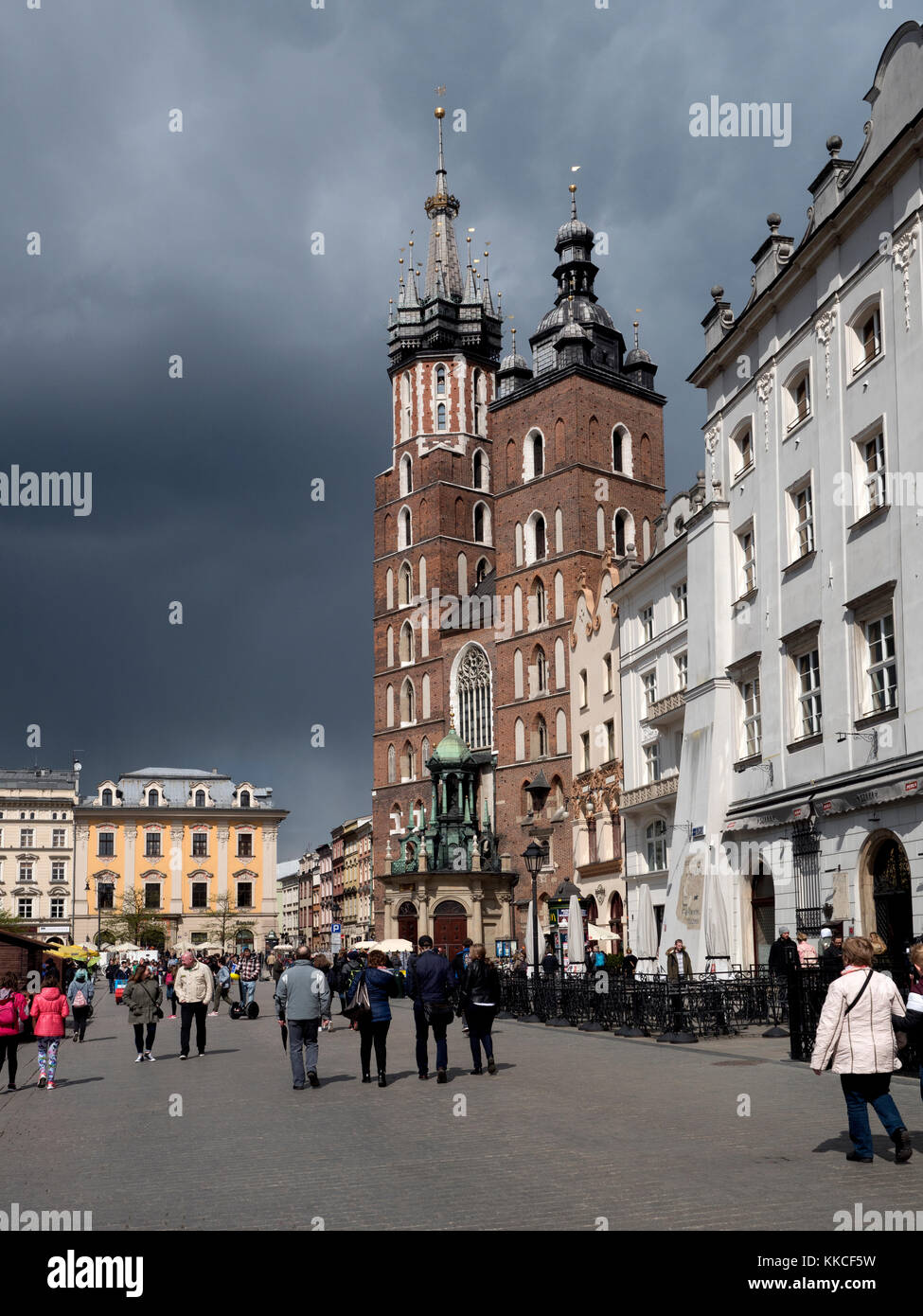 Saint Mary’s Church, Rynek Market Square, Old Town, Krakow, Malopolska, Poland, Europe. Stock Photo