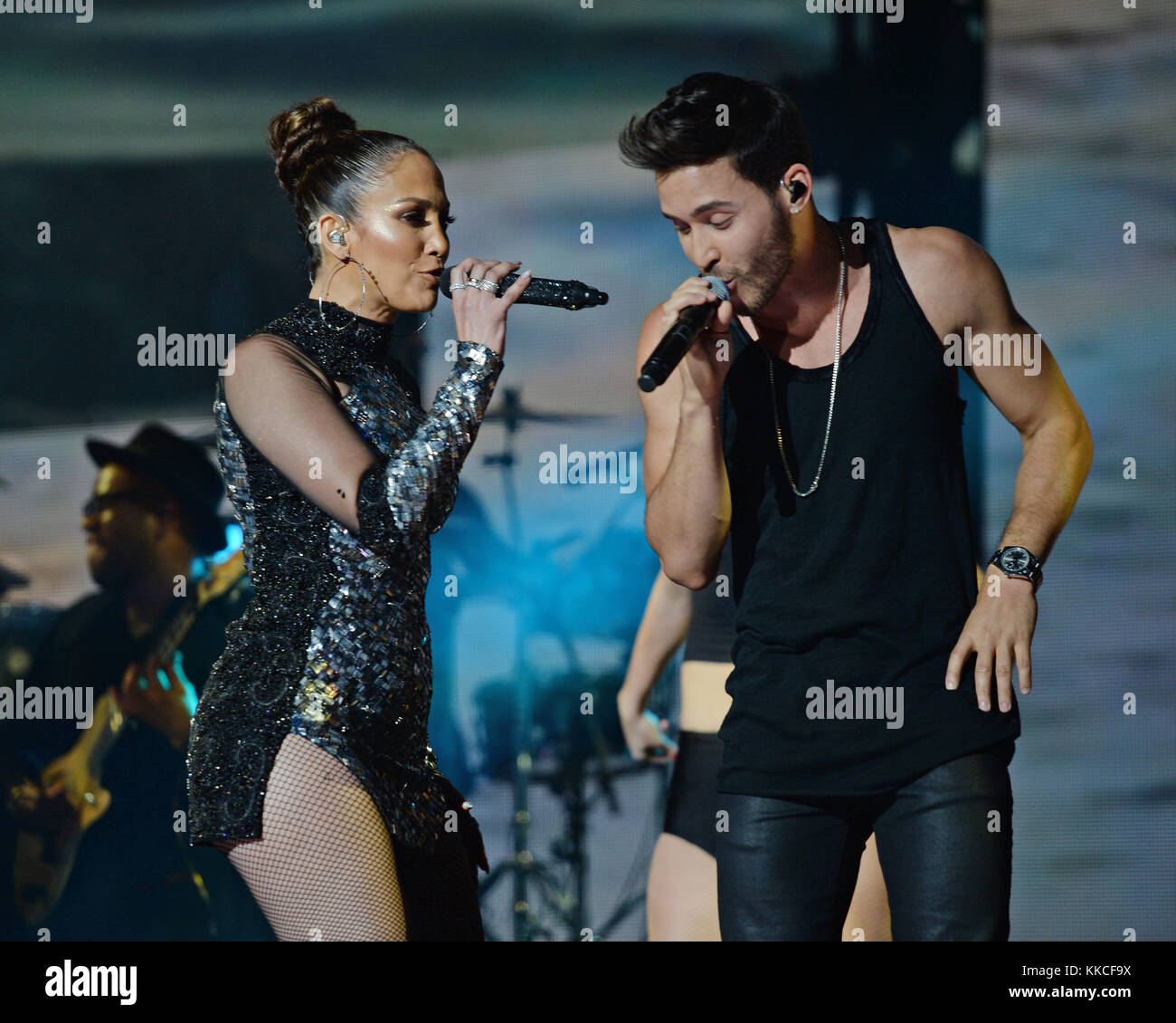 Rotcel Lopez MIAMI, FL - NOVEMBER 07: Prince Royce, Jennifer Lopez performs onstage ...