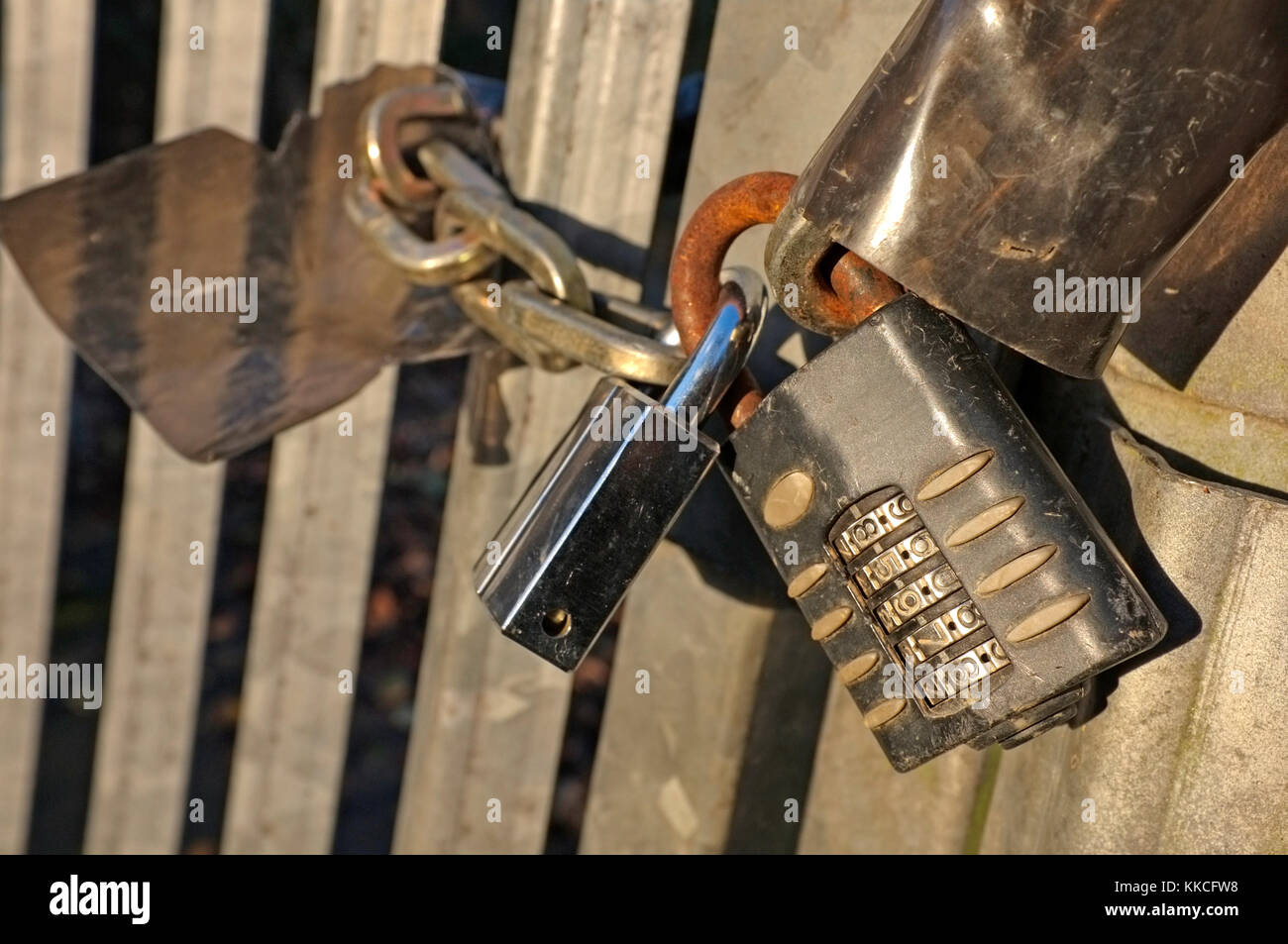 Combination lock on a gate Stock Photo - Alamy