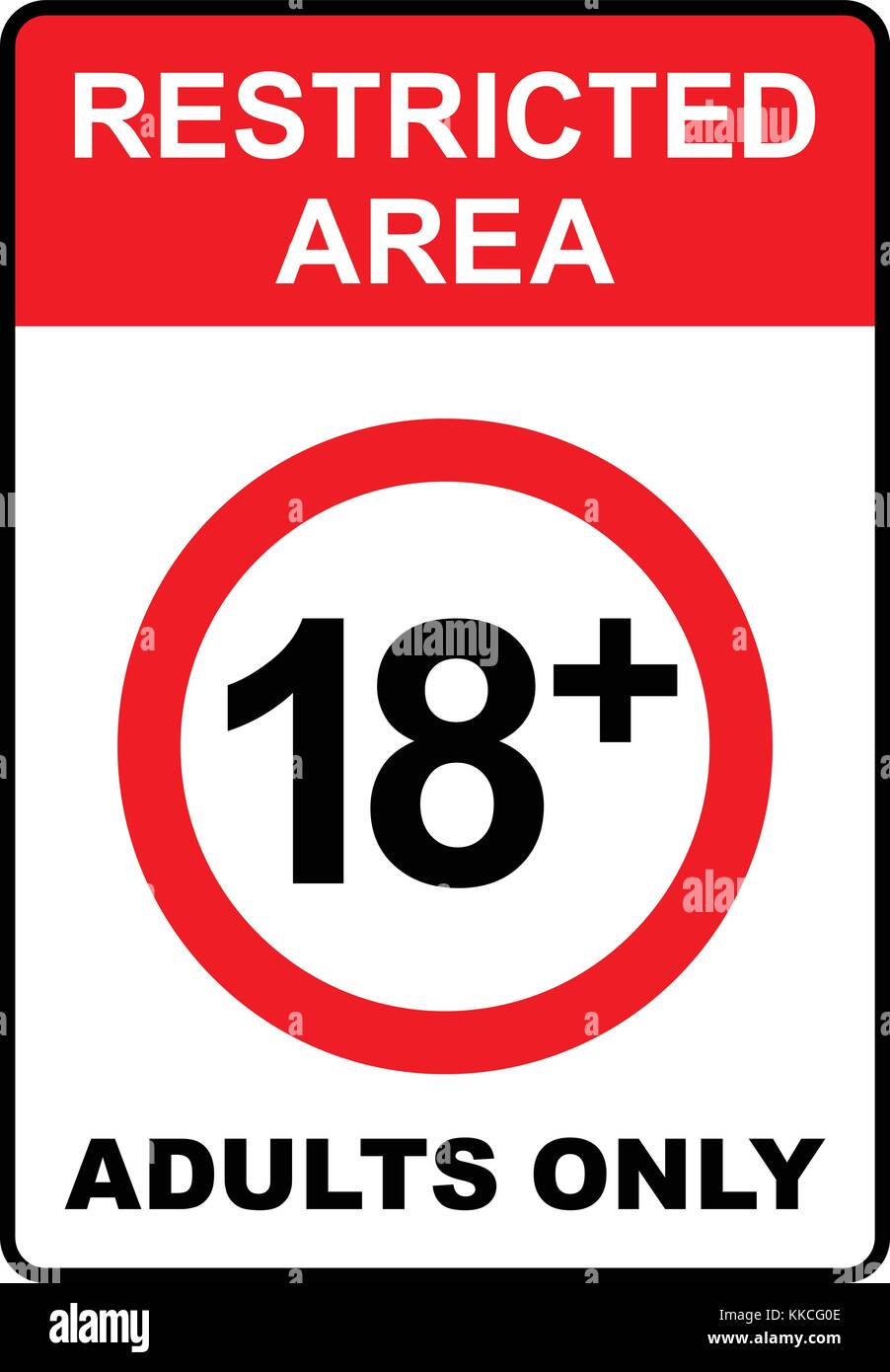 Restricted area, 18+, adults only sign, vector illustration. Stock Vector