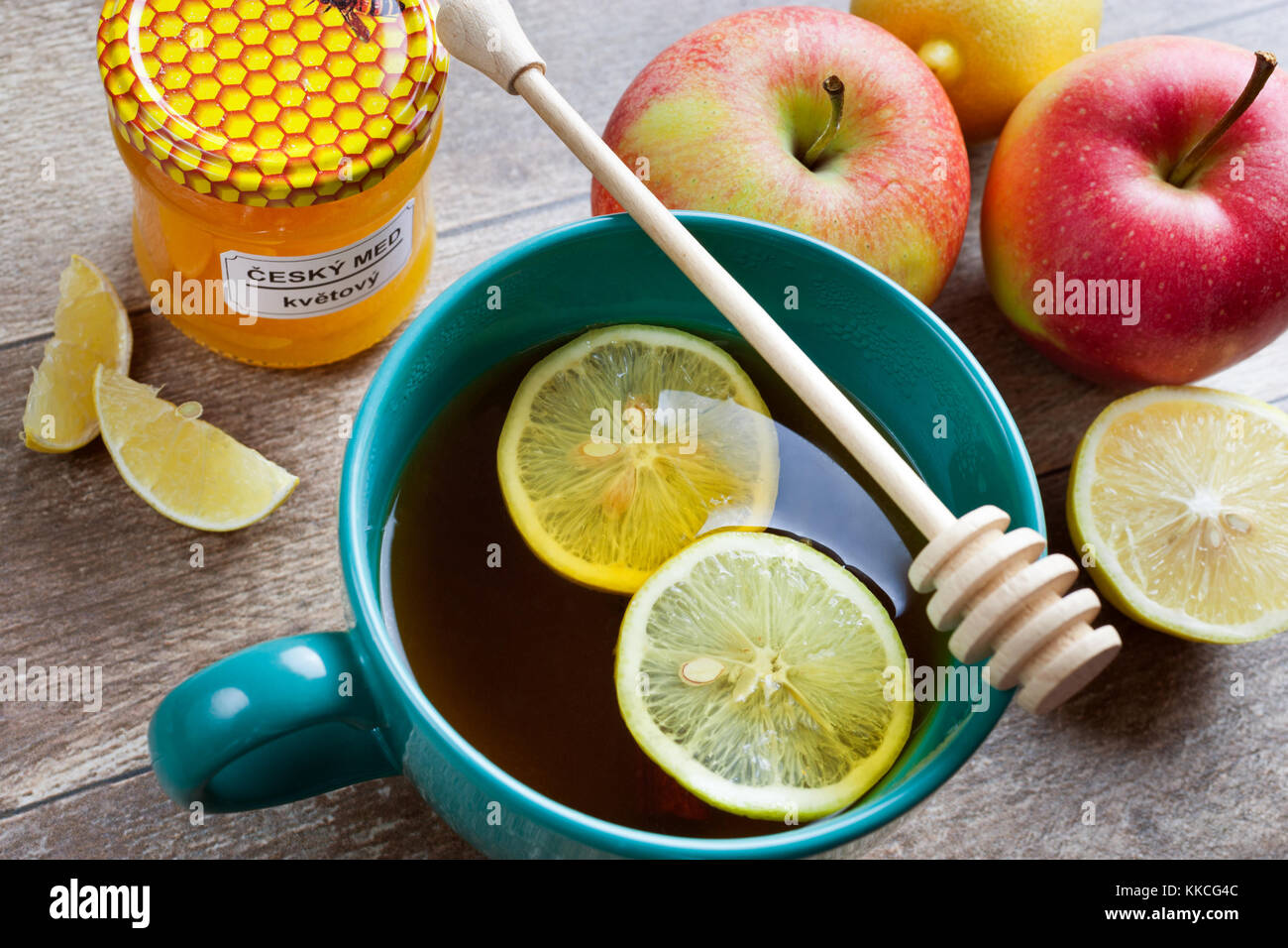 black tea with lemon and honey against the flu Stock Photo Alamy