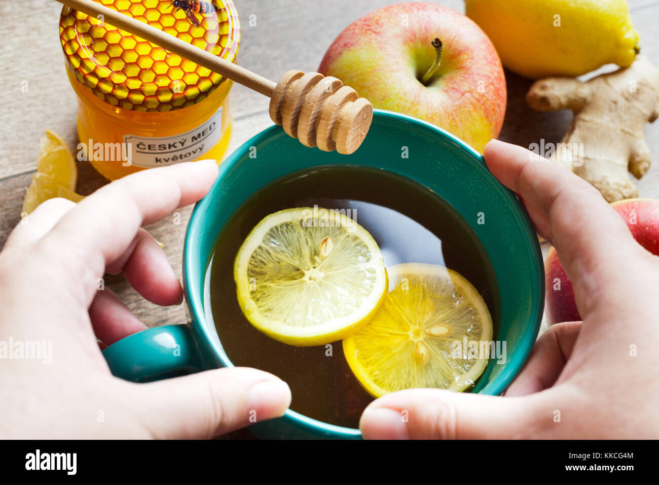 black tea with lemon and honey against the flu Stock Photo Alamy