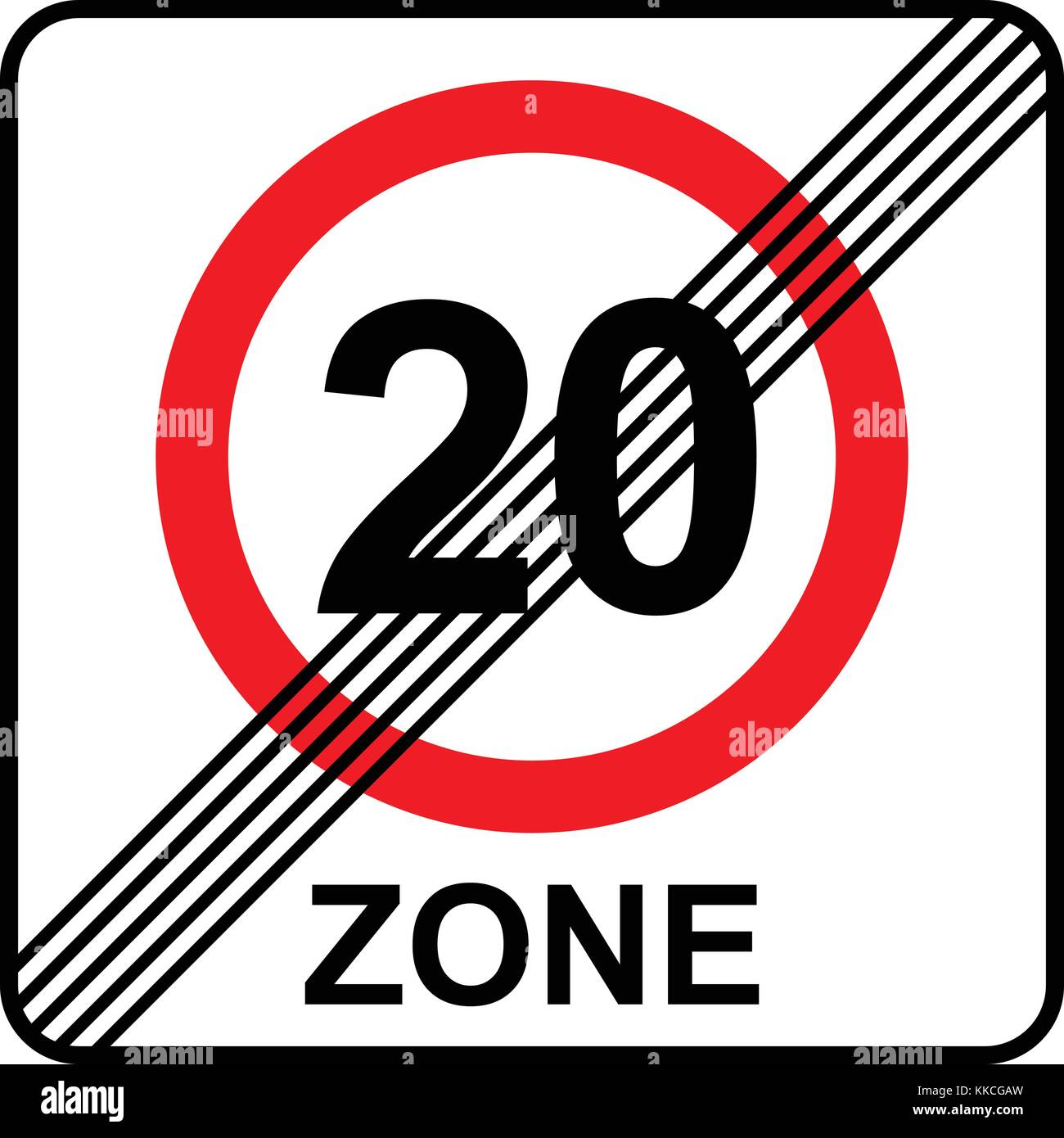 ミド☆˚✧₊⁎❝᷀ Speed limit 20 zone end sign, vector illustration Stock