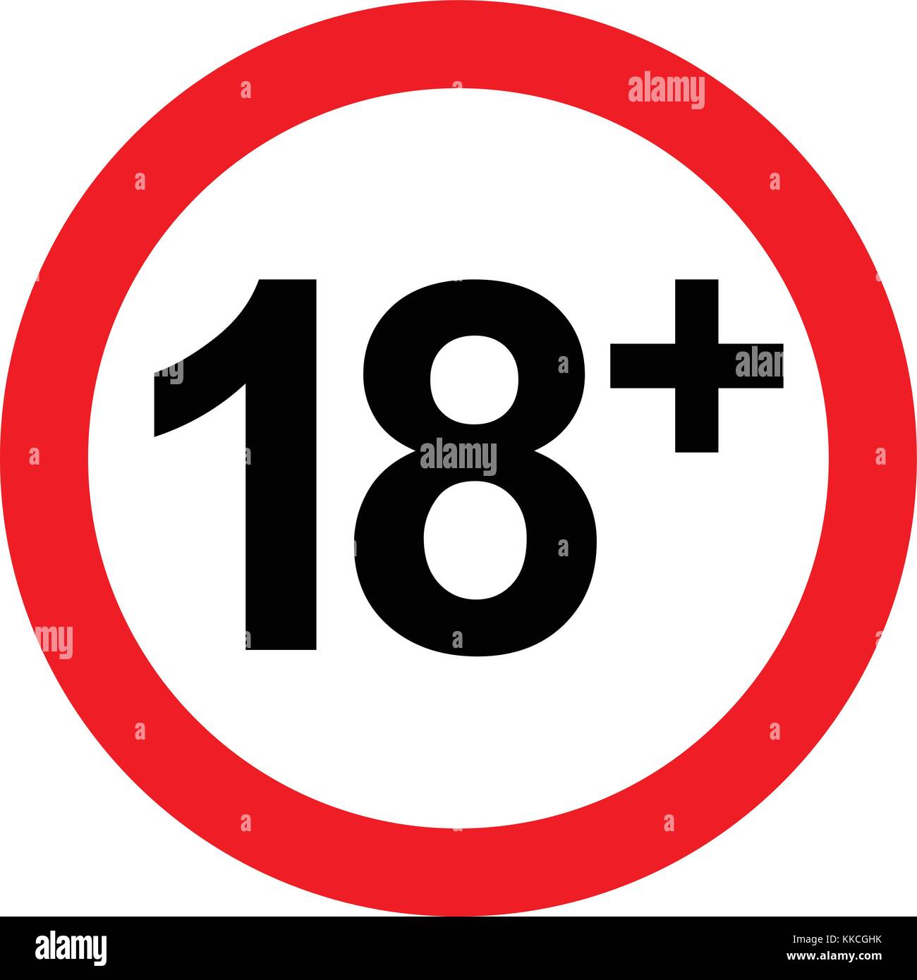 Under eighteen years prohibition sign, adults only, vector illustration. Stock Vector