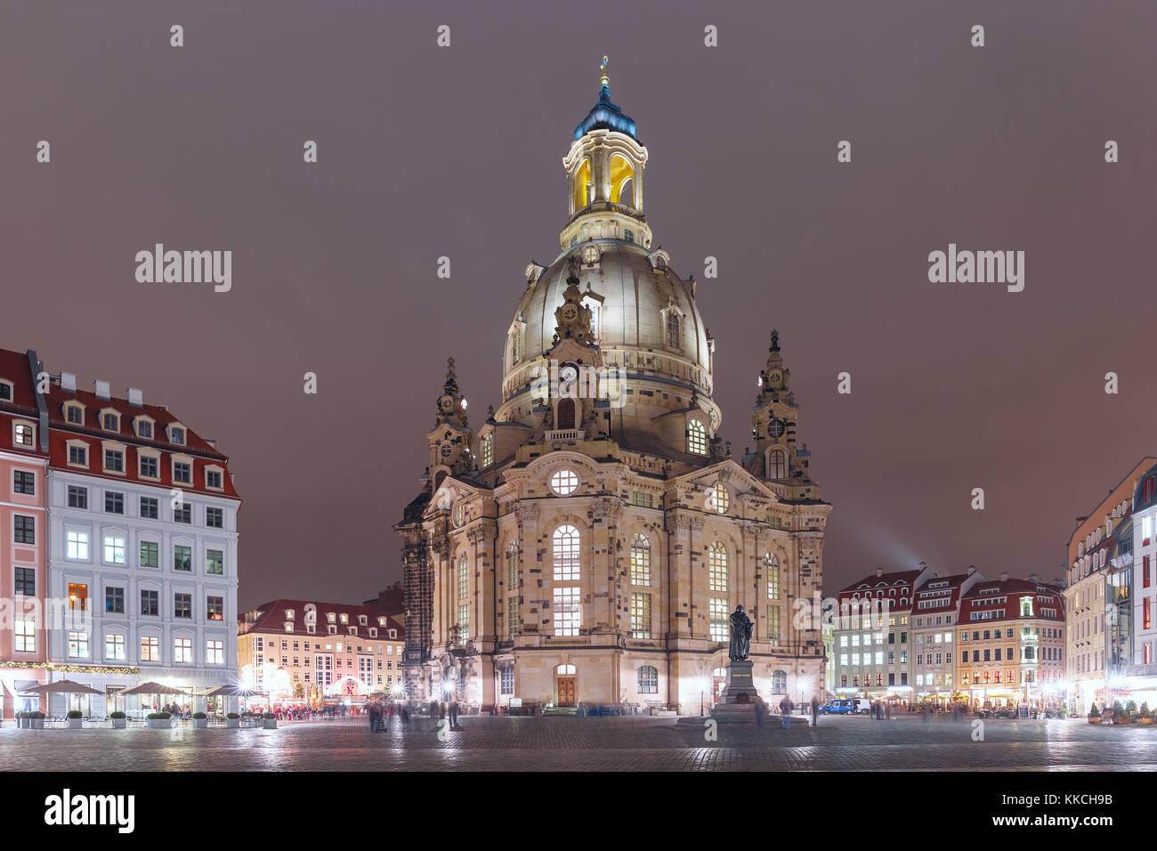 Frauenkirche at night in Dresden, Germany Stock Photo