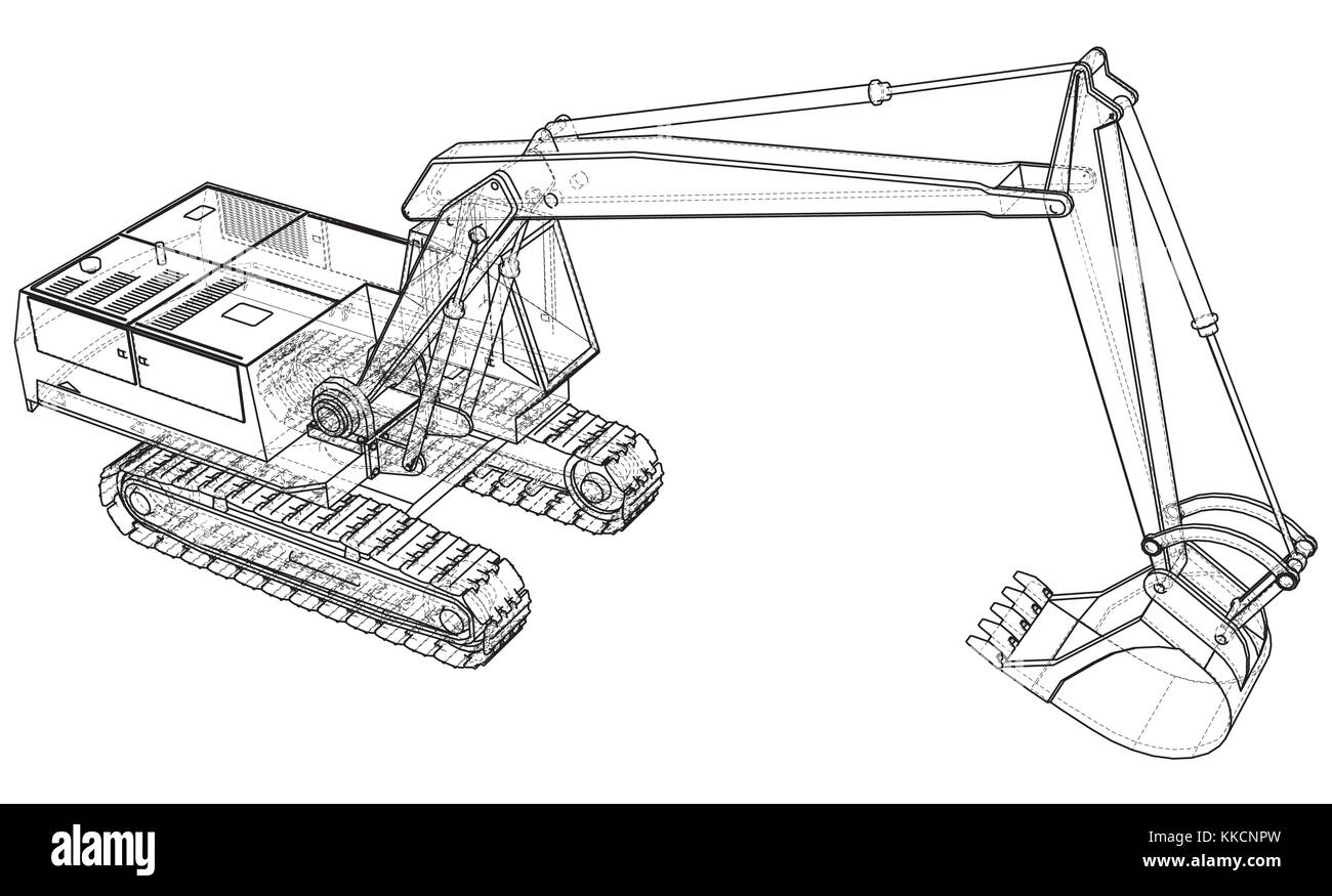 Excavator isolated Black and White Stock Photos & Images - Alamy