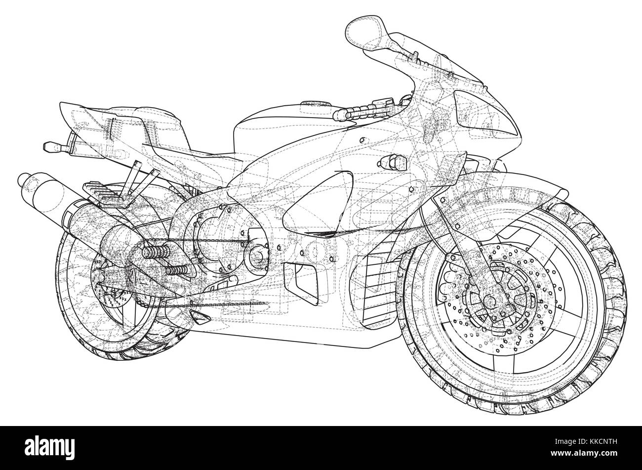 Sport motorcycle technical wire-frame. EPS10 format. Vector created of ...