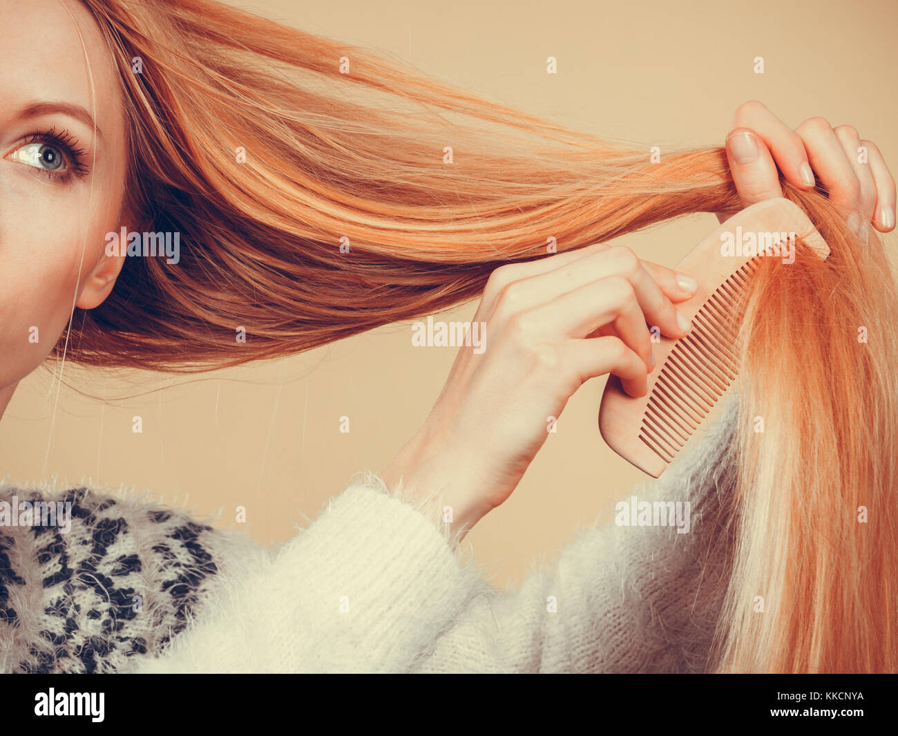 Haircare, choosing best conditioner for tangled hairstyle concept