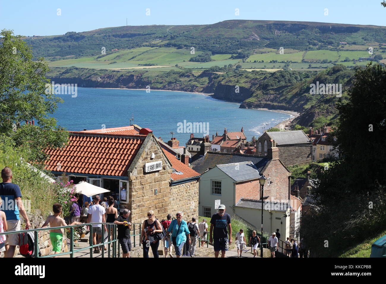 Robin Hood's Bay, North Yorkshire, day trip destination for tourists. UK Stock Photo