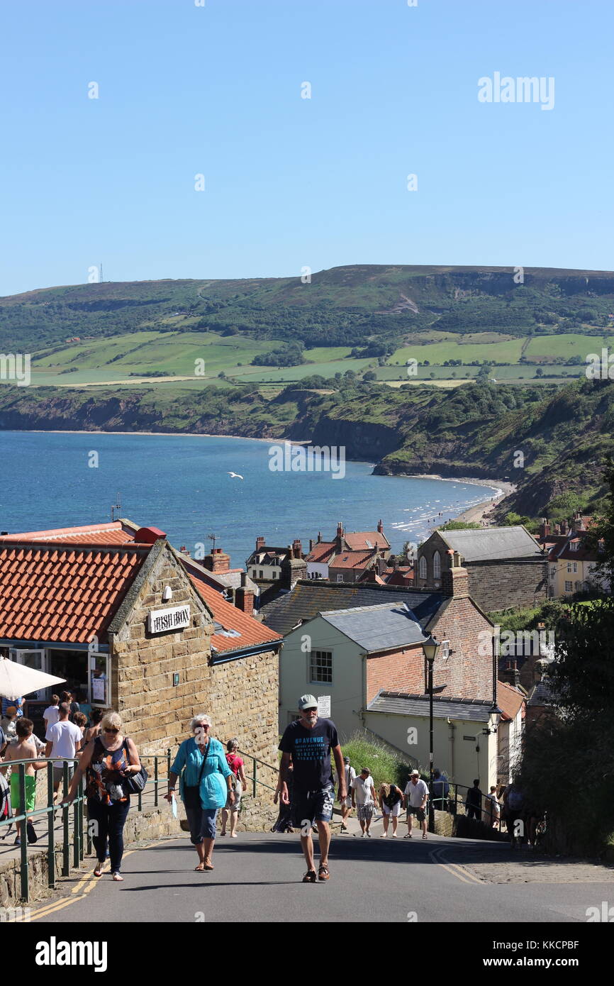 Robin Hood's Bay, North Yorkshire, day trip destination for tourists. UK Stock Photo