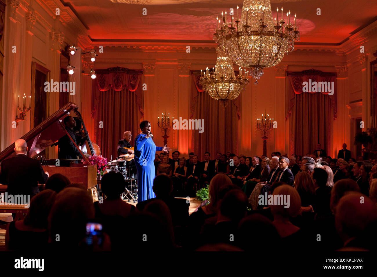 Dianne Reeves performs in the East Room of the White House during the National Governors Association Dinner, Sunday, Feb. 26, 2012. Stock Photo