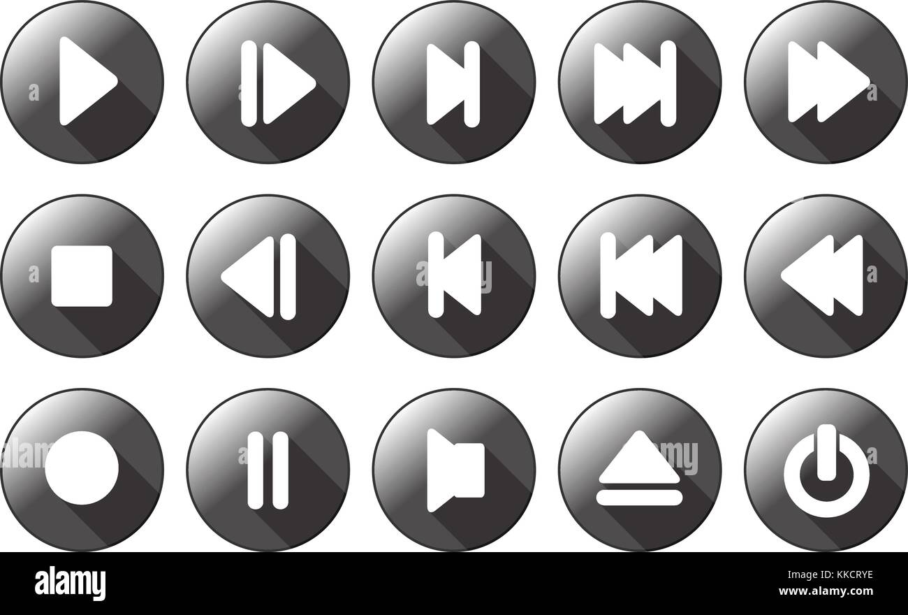 simple multimedia buttons - vector Stock Vector