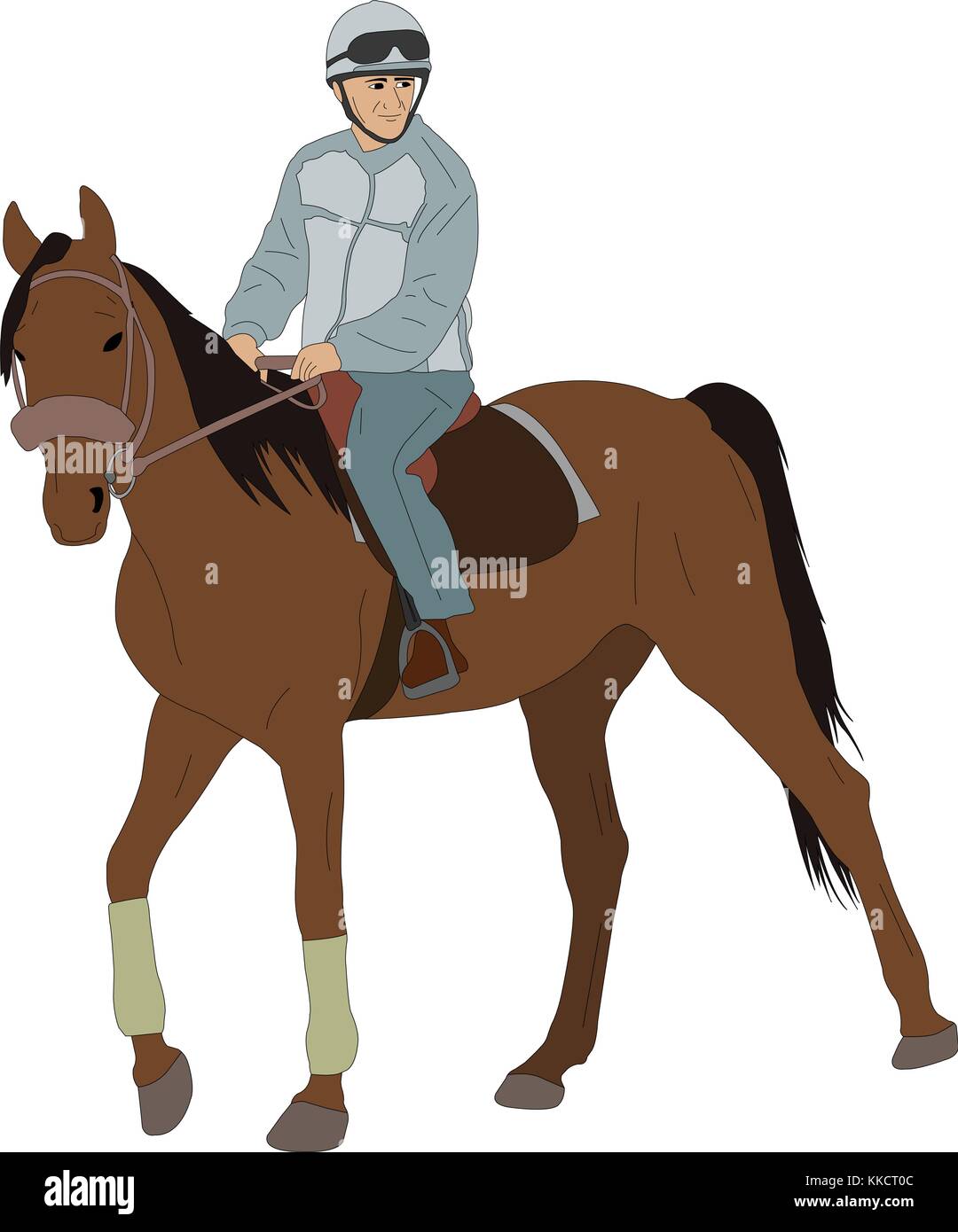 man riding a horse - vector illustration Stock Vector