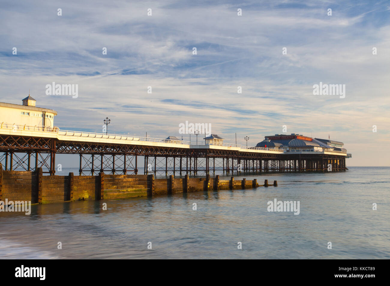 Cromer beach and Victorian pier in Norfolk at sunrise, Great Britain Stock Photo