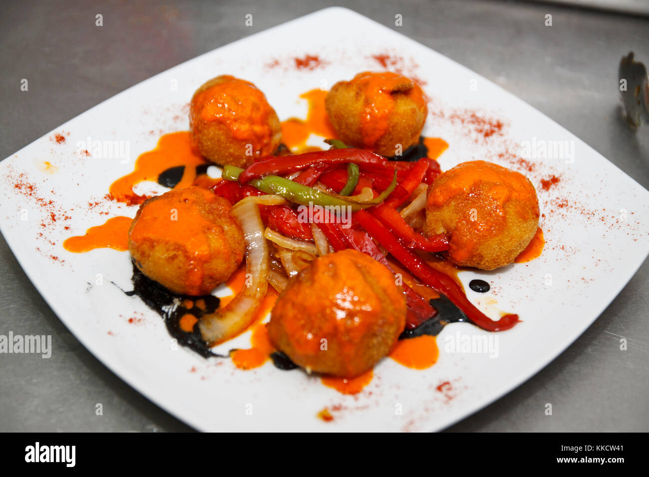Meatballs with pepper and onion Stock Photo Alamy