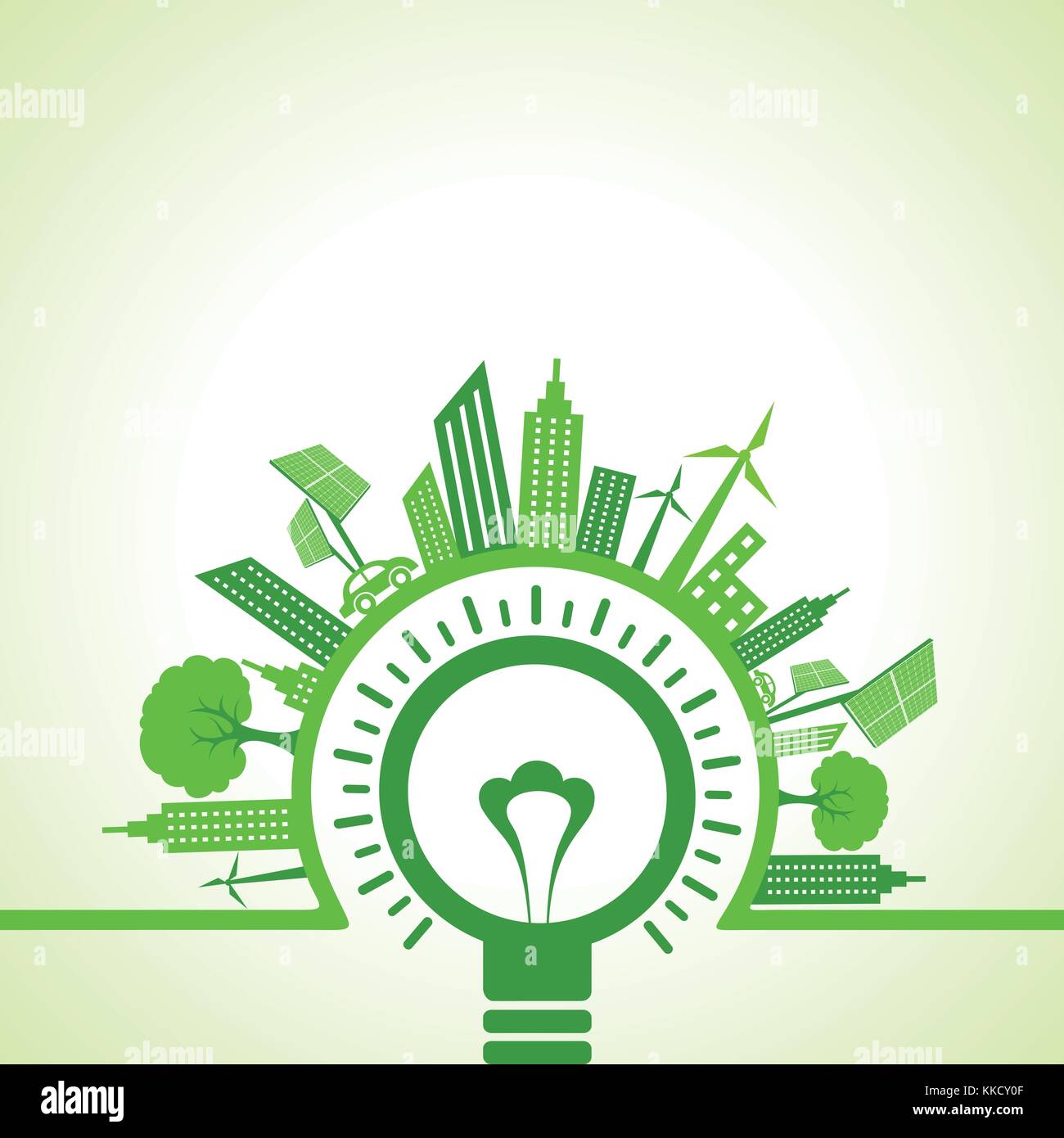 Ecology concept with eco cityscape - vector illustration Stock Vector ...