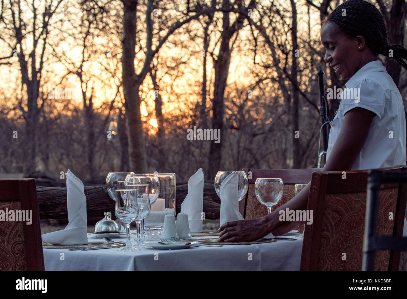 Outdoor dining at Etosha Aoba Lodge, Onguma Game Reserve, Namibia