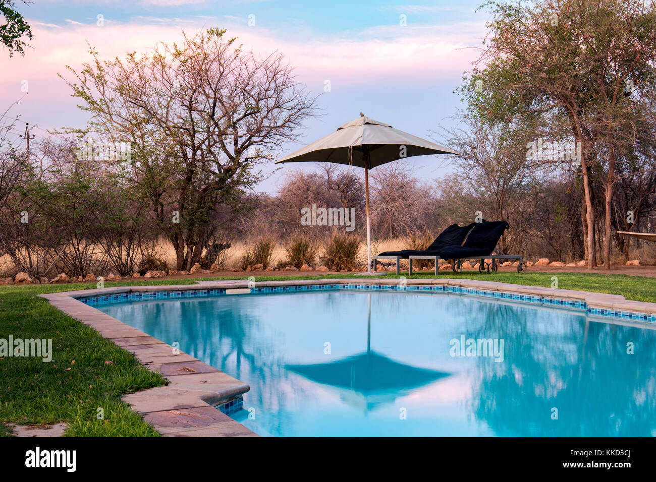 Swimming Pool at Tamboti Luxury Campsite, Onguma Game Reserve, Namibia, Africa Stock Photo