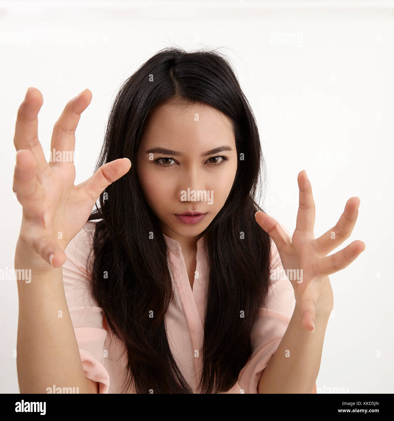 Angry Malay Woman With Both Hand Open Stock Photo Alamy